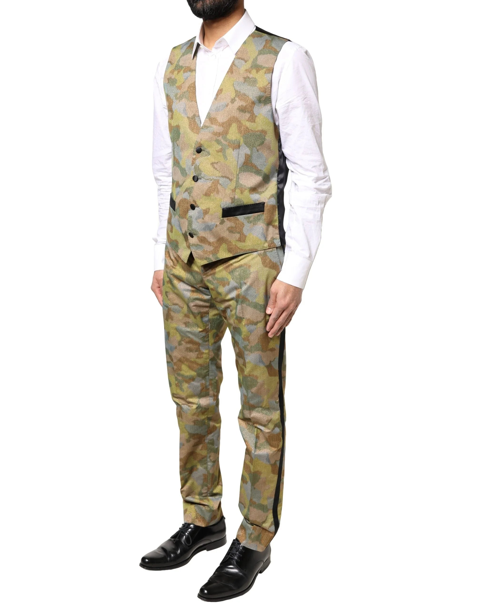 Dolce & Gabbana Multicolor Camouflage SICILIA 3 Piece Suit - IT48 | M - Pant Suits