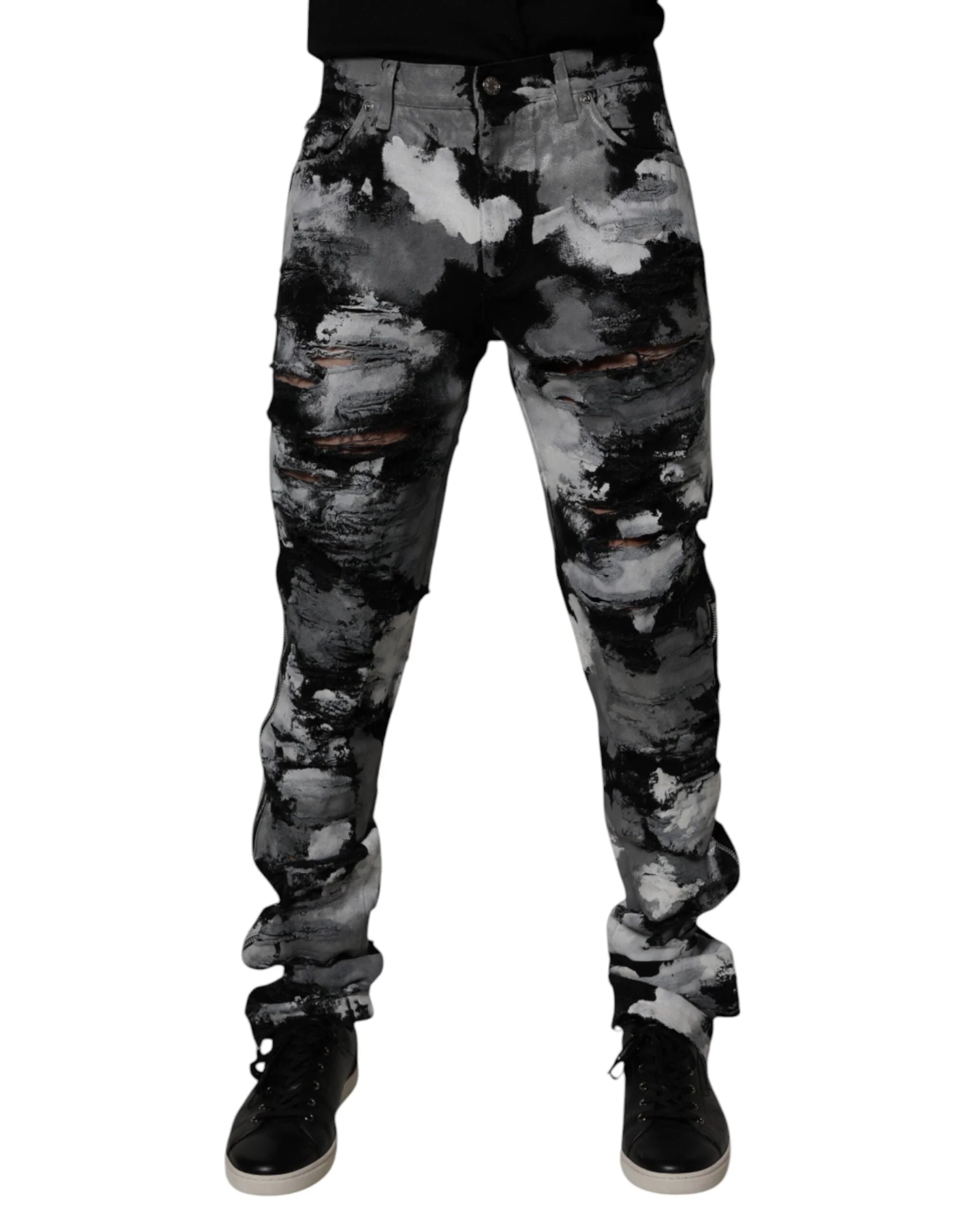 Dolce & Gabbana Multicolor Camouflage Tattered Skinny Denim Jeans - IT48 | M - Jeans