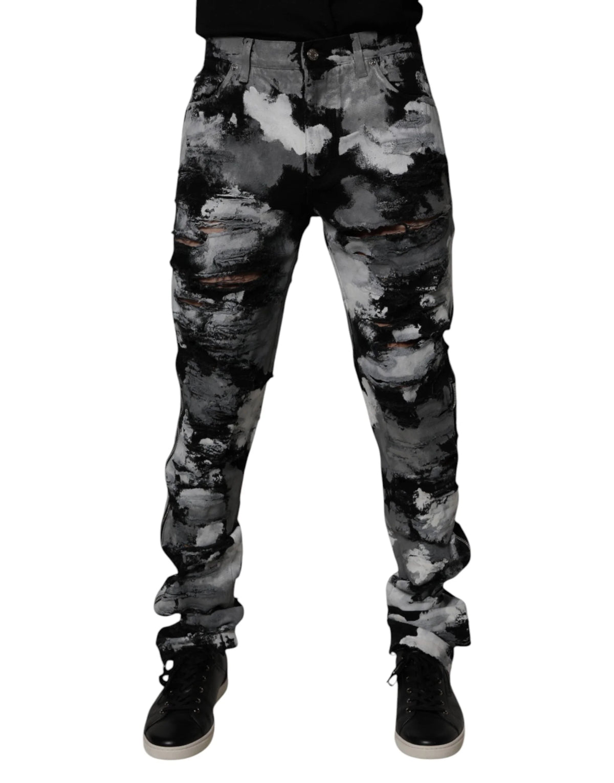 Dolce & Gabbana Multicolor Camouflage Tattered Skinny Denim Jeans - IT48 | M - Jeans