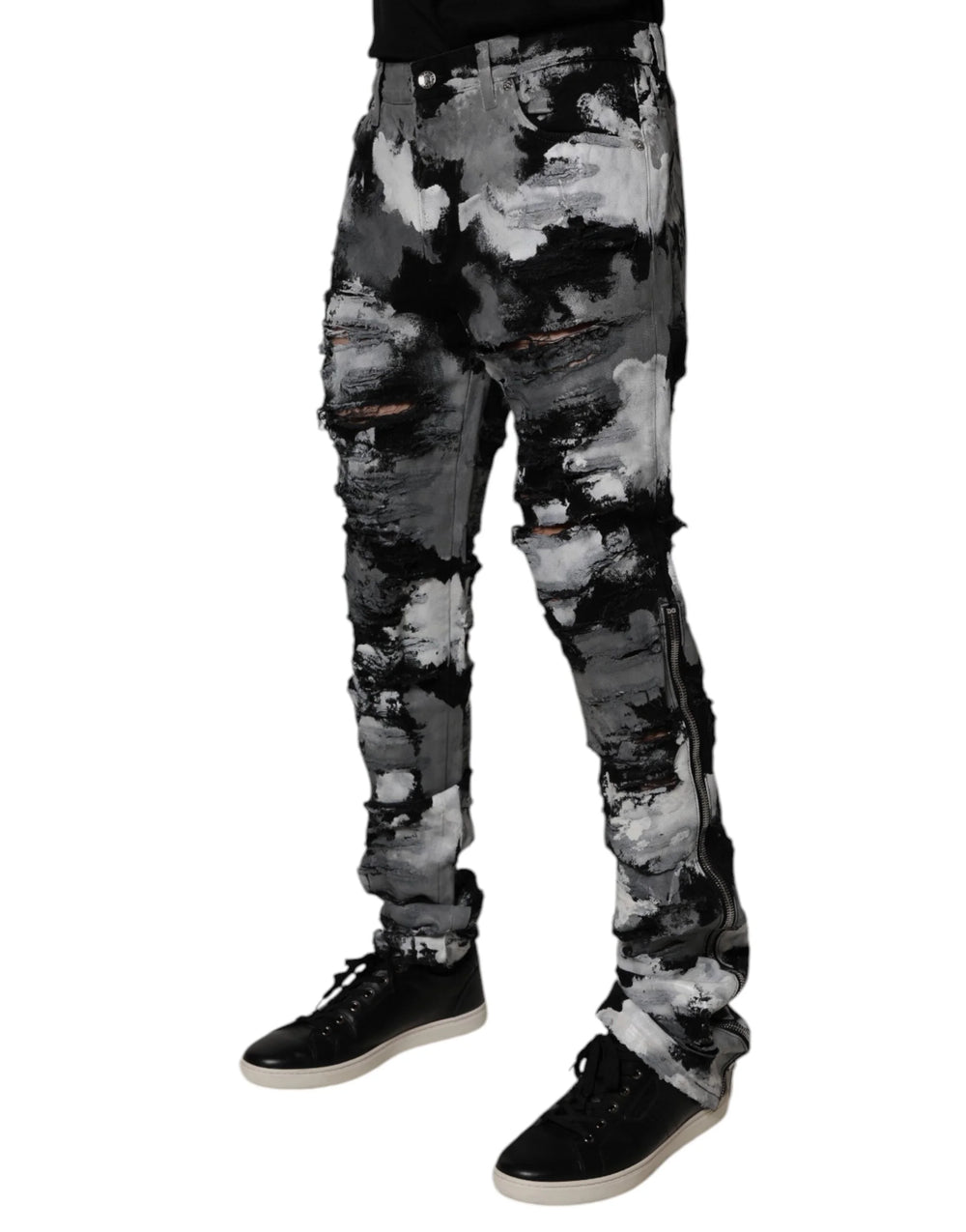Dolce & Gabbana Multicolor Camouflage Tattered Skinny Denim Jeans - IT48 | M - Jeans