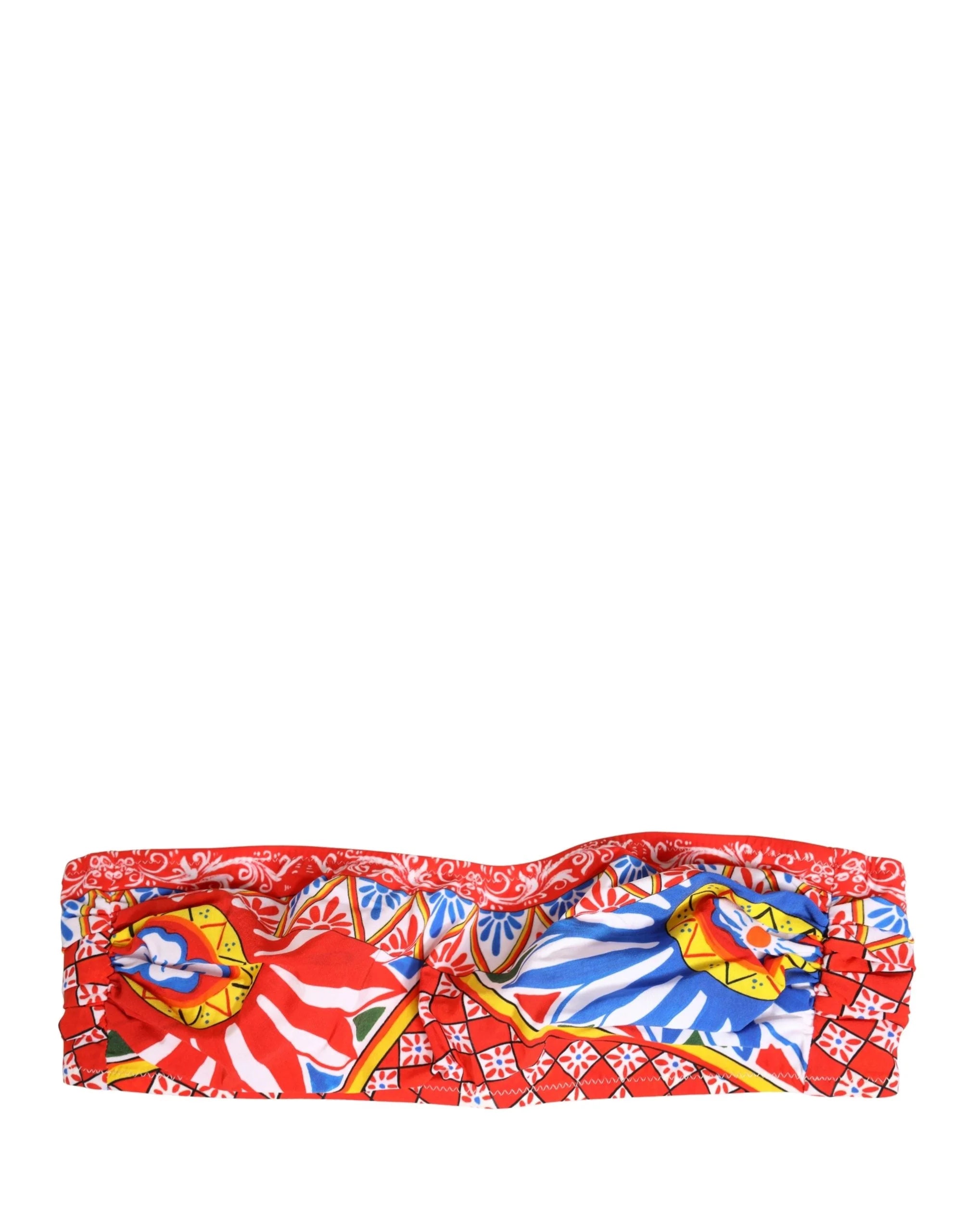 Dolce & Gabbana Vícebarevné plavky - top bandeau s motivem Carretto - IT2 | S
