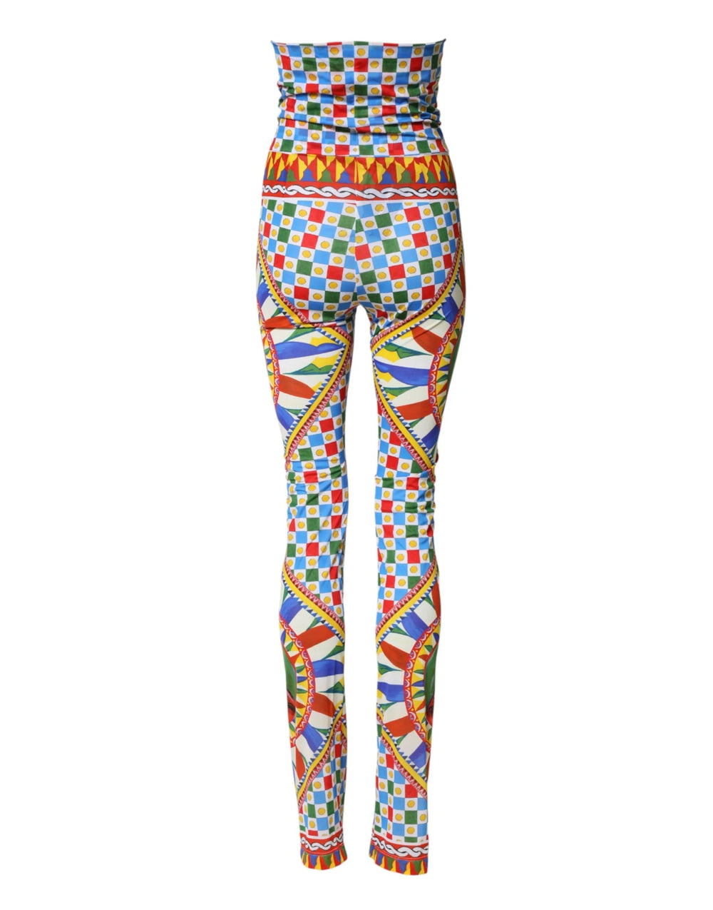 Dolce & Gabbana Multicolor Carretto Leggings High Waist Pants