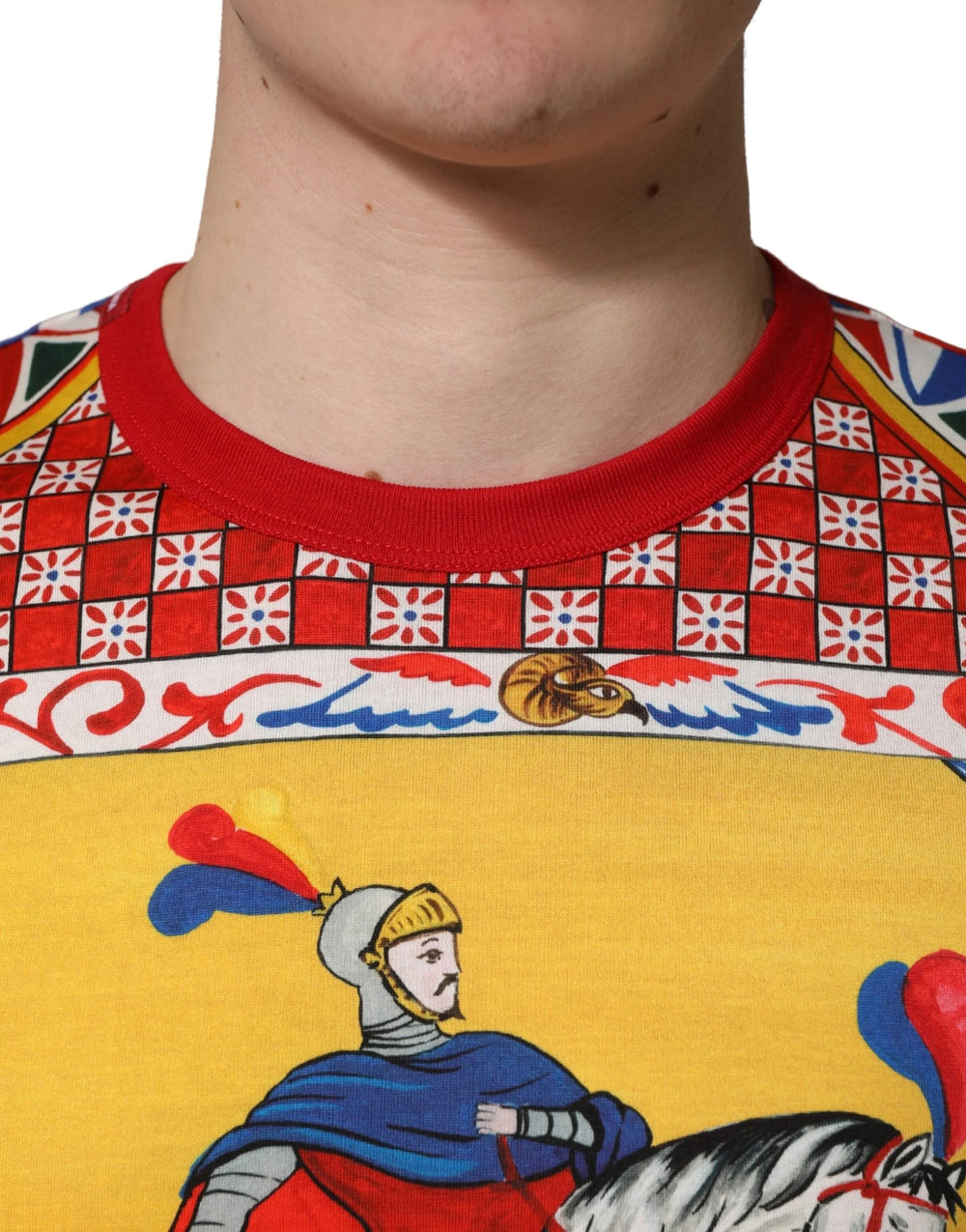 Dolce & Gabbana Multicolor Carretto Print Crew Neck T-shirt - IT44 | XS
