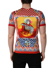 Dolce & Gabbana Multicolor Carretto Print Crew Neck T-shirt - IT44 | XS