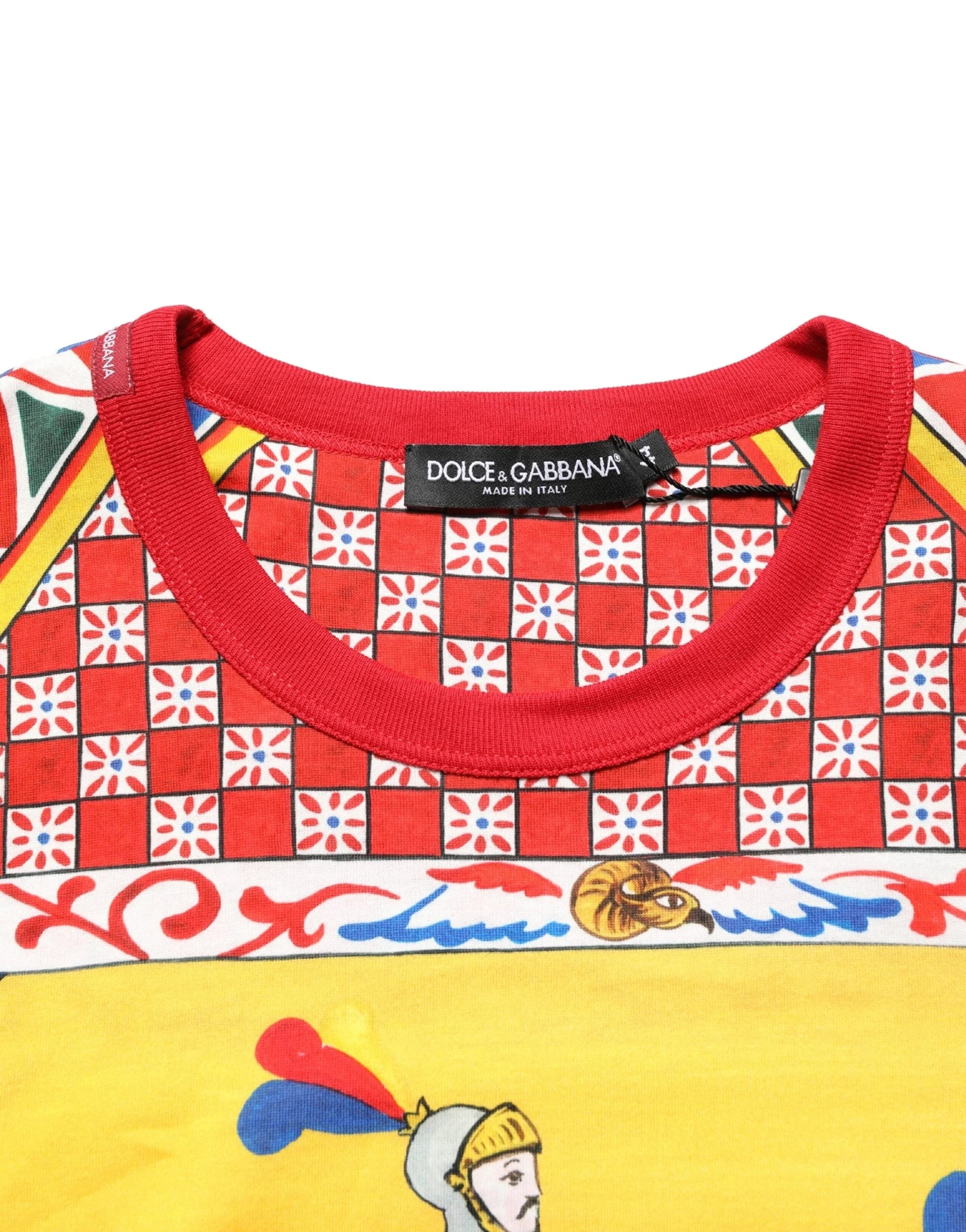 Dolce & Gabbana Multicolor Carretto Print Crew Neck T-shirt - IT44 | XS