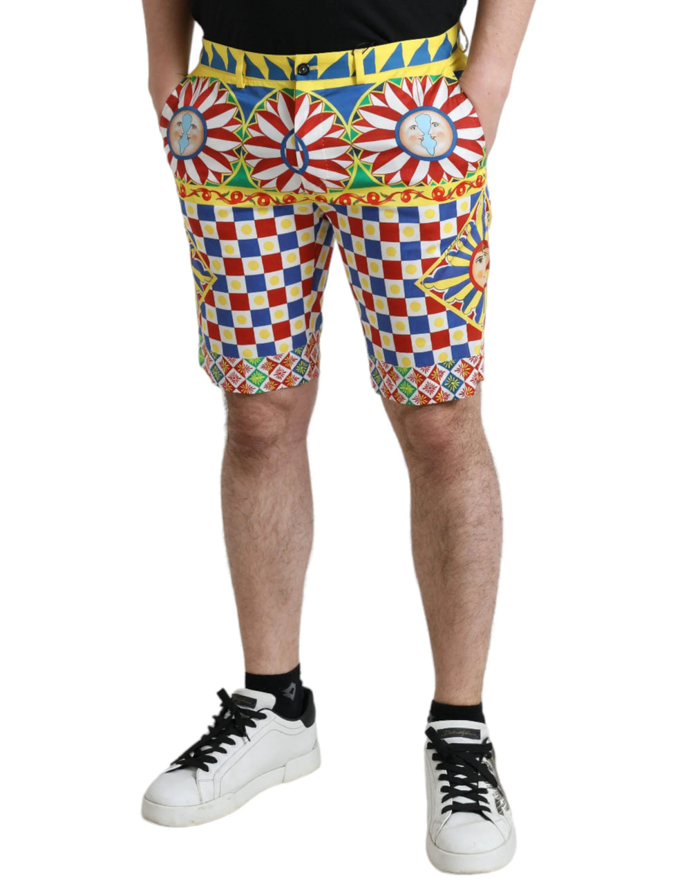Dolce & Gabbana Multicolor Carretto Print Men Bermuda Shorts - Bermudas