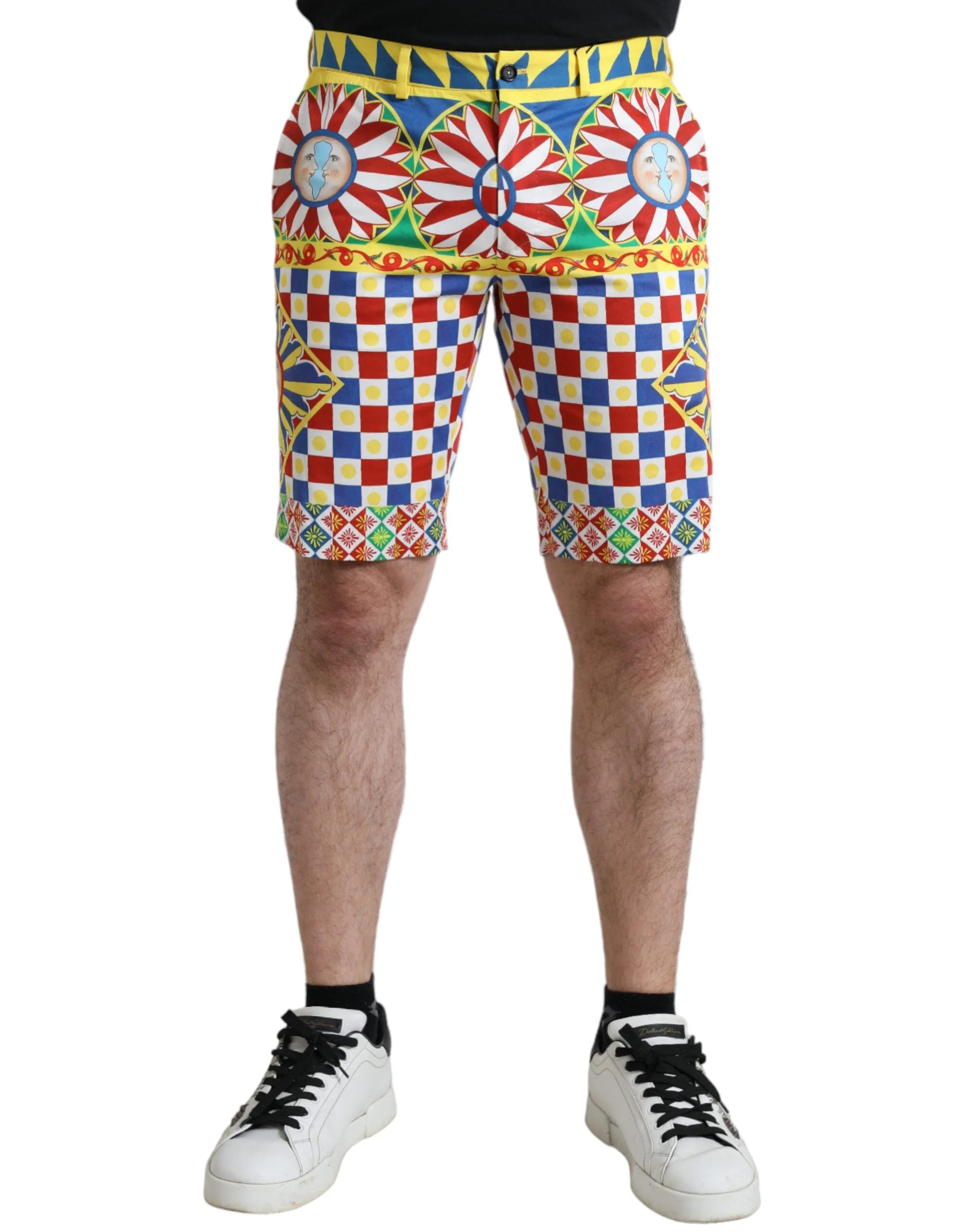 Dolce & Gabbana Multicolor Carretto Print Men Bermuda Shorts - Bermudas