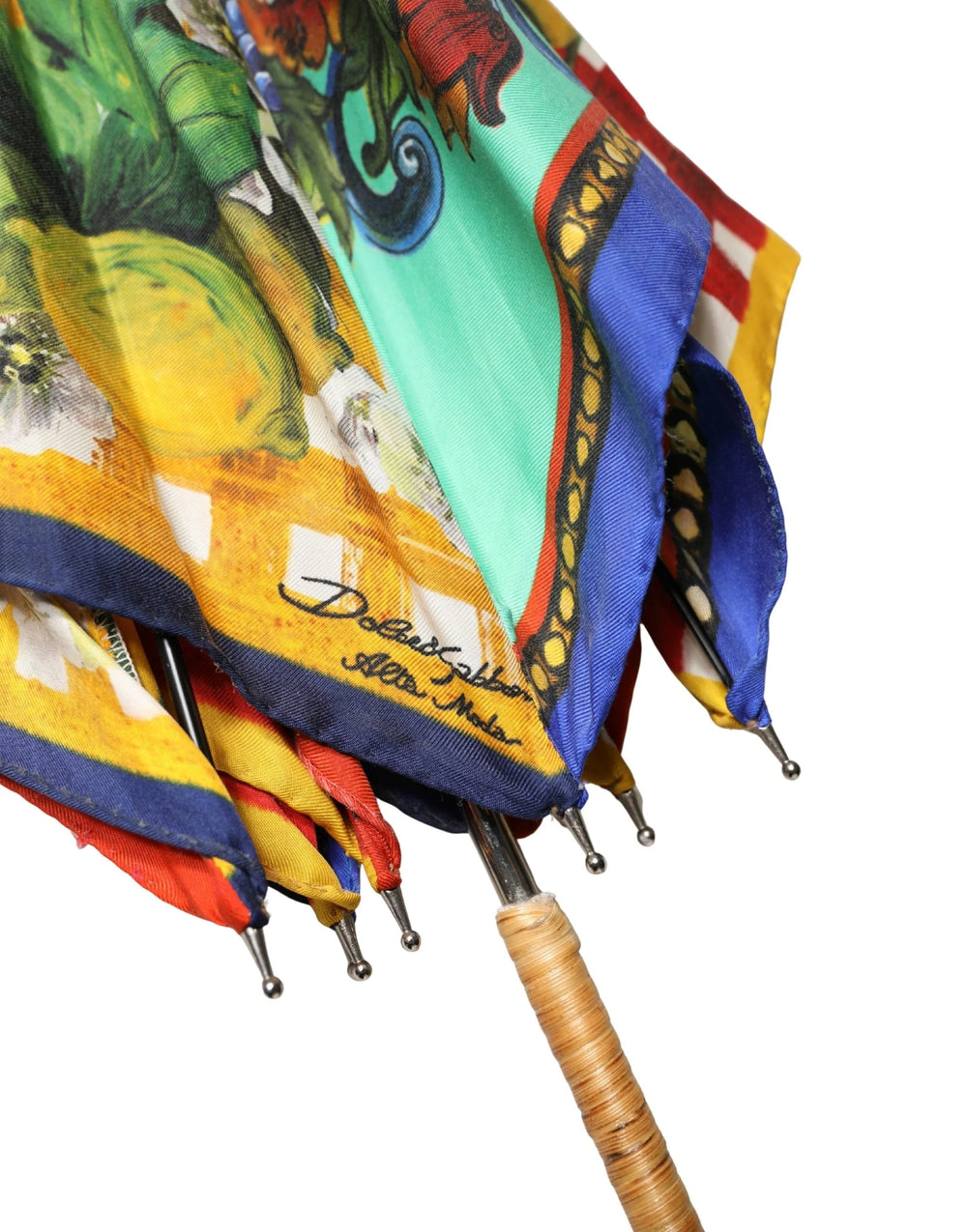 Dolce & Gabbana Multicolor Carretto Siciliano Print Collapsible Umbrella