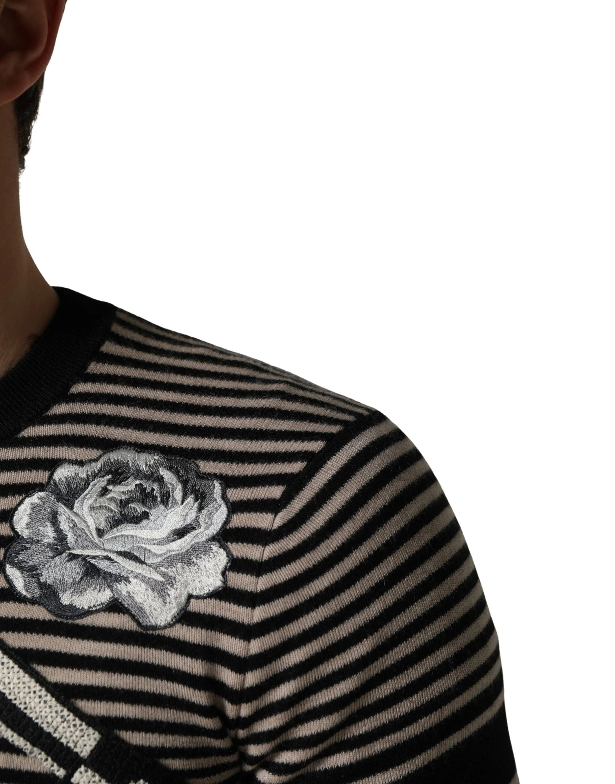 Dolce & Gabbana Multicolor Cashmere Striped CrewNeck Sweater - IT46 | S