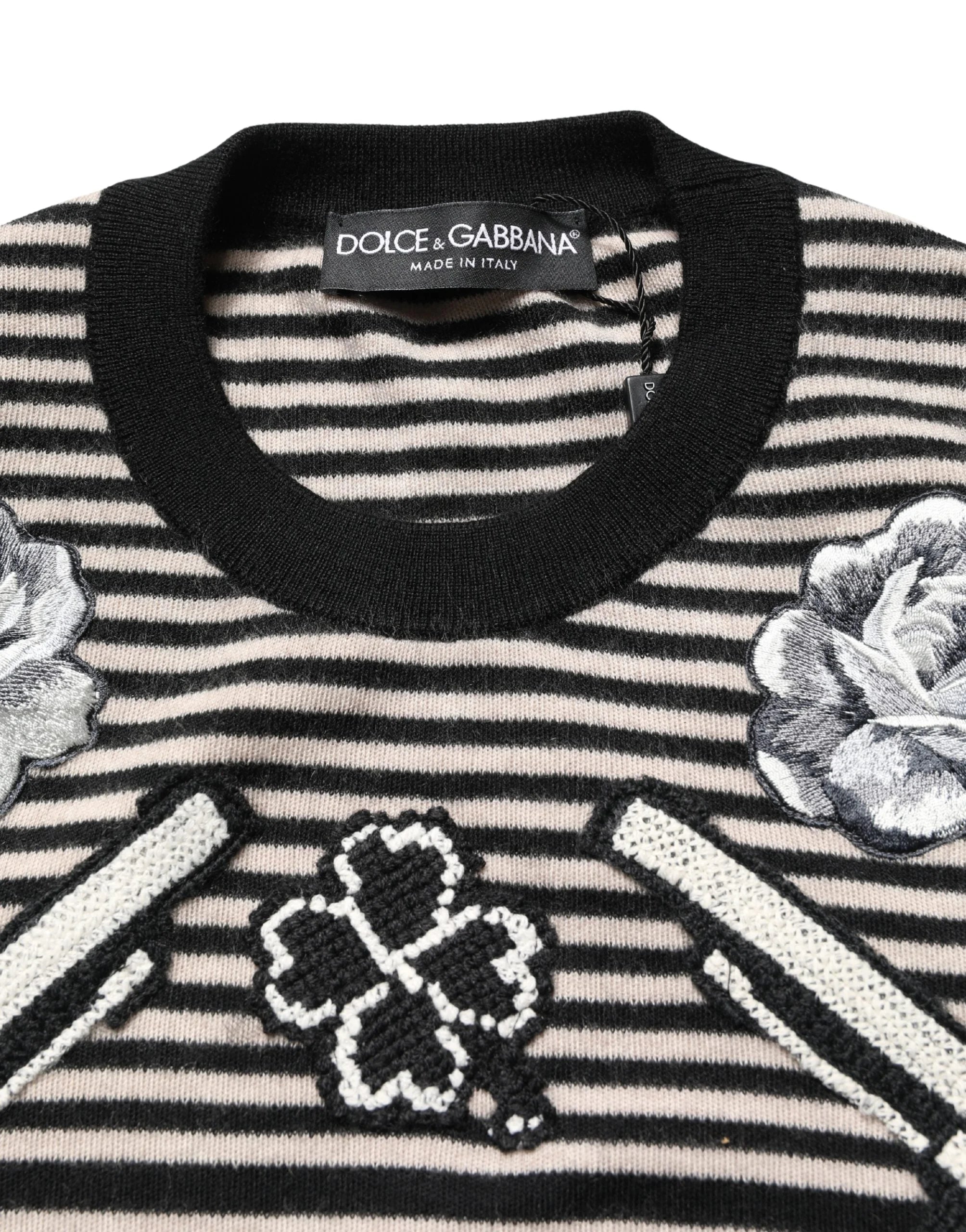 Dolce & Gabbana Multicolor Cashmere Striped CrewNeck Sweater - IT46 | S