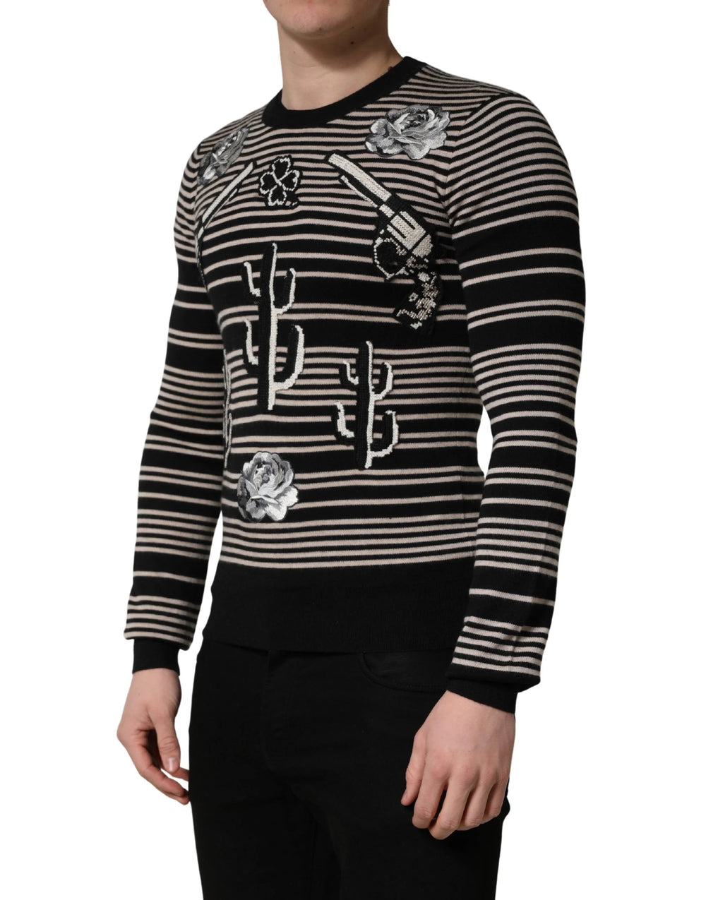 Dolce & Gabbana Multicolor Cashmere Striped CrewNeck Sweater - IT46 | S