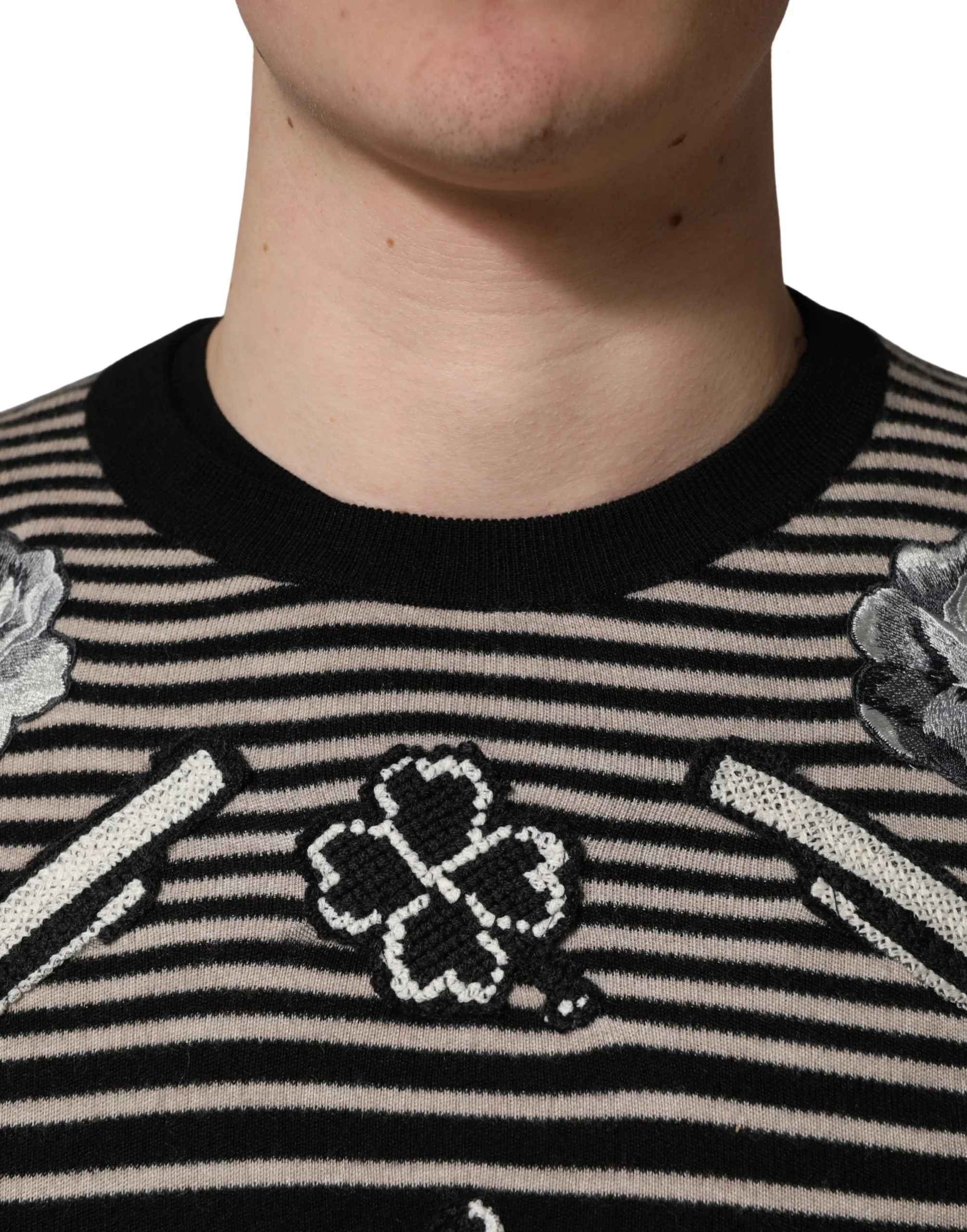 Dolce & Gabbana Multicolor Cashmere Striped CrewNeck Sweater - IT46 | S