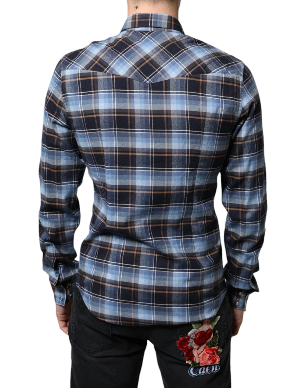 Dolce & Gabbana Multicolor Checkered Paradiso Patch Slim Fit Shirt - IT40 | M - Shirts