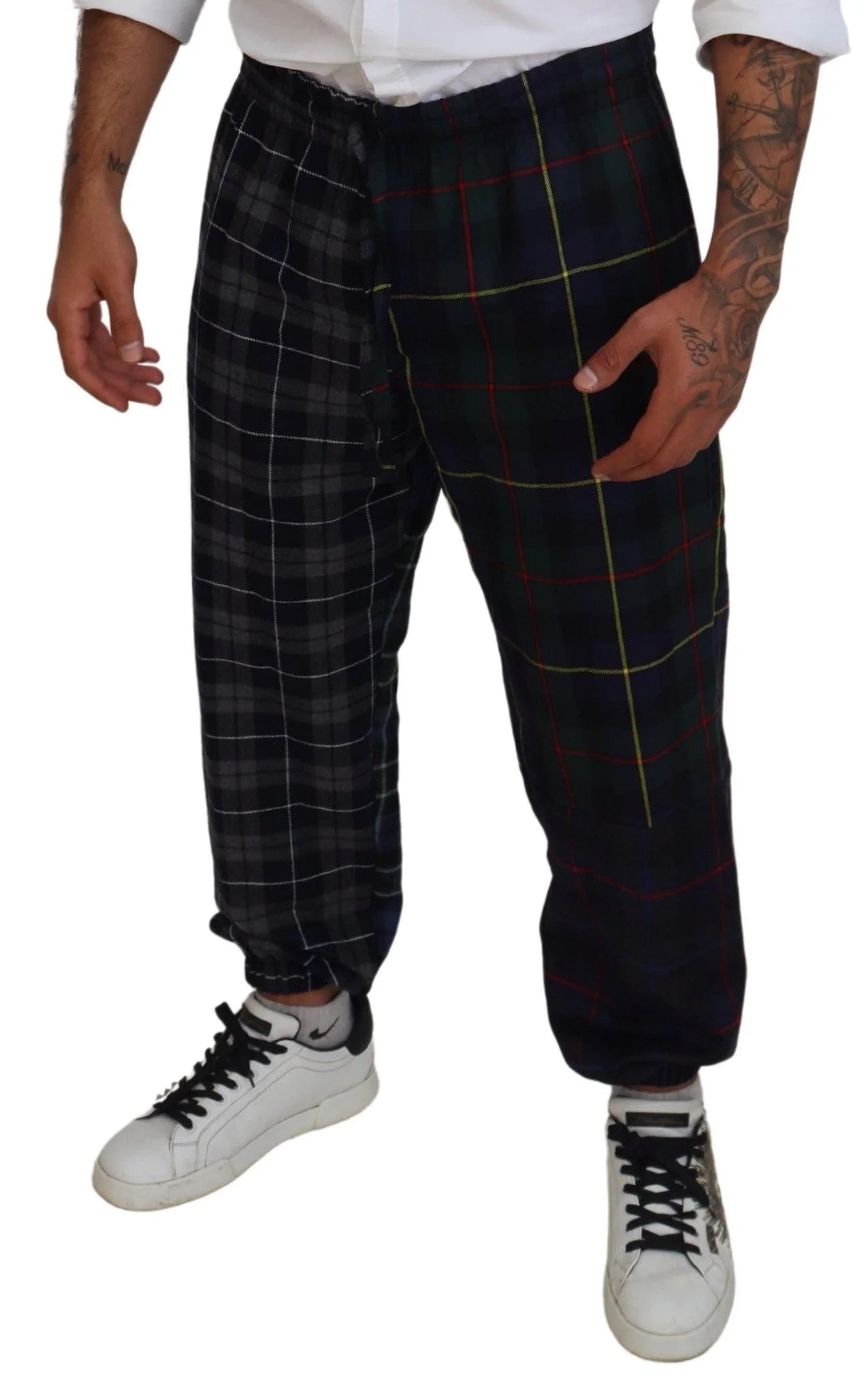 Dolce & Gabbana Multicolor Checkered Wool Men Jogger Pants - IT48 | M - Joggers