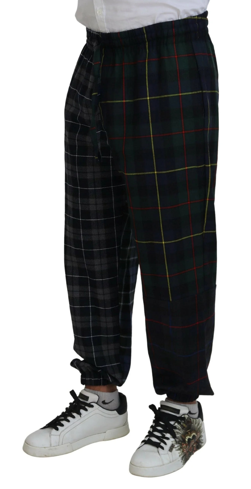 Dolce & Gabbana Multicolor Checkered Wool Men Jogger Pants - IT48 | M - Joggers