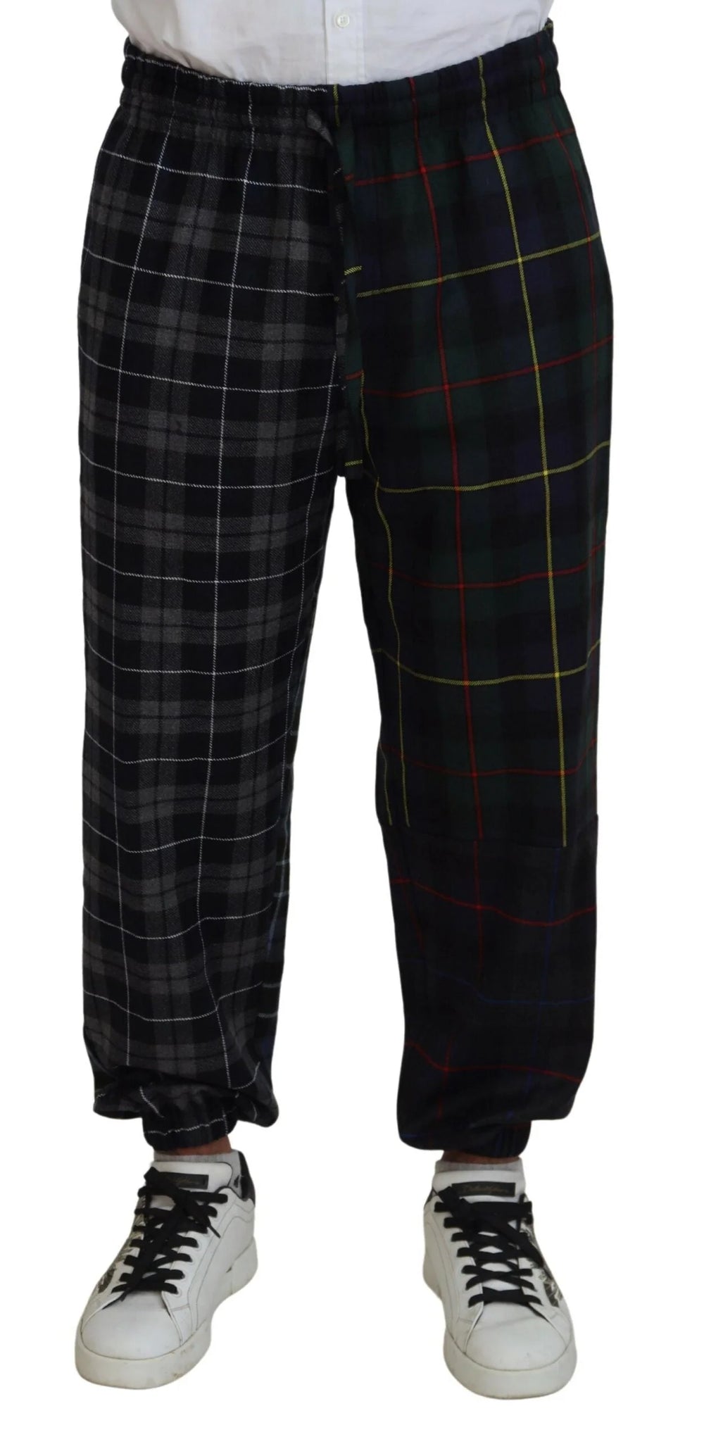 Dolce & Gabbana Multicolor Checkered Wool Men Jogger Pants - IT48 | M - Joggers