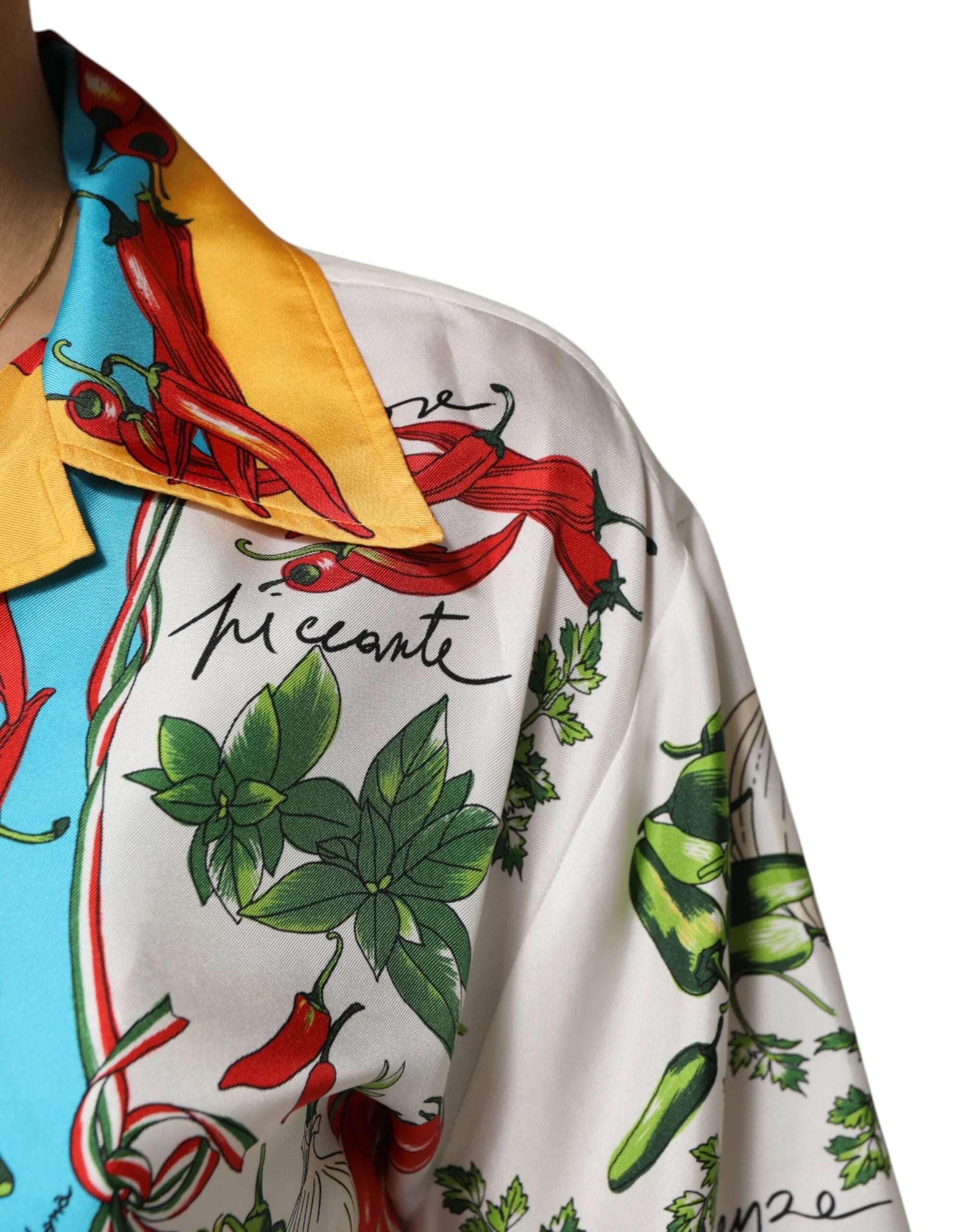 Dolce & Gabbana Multicolor Chili Silk Cropped Blouse Top - Blouses