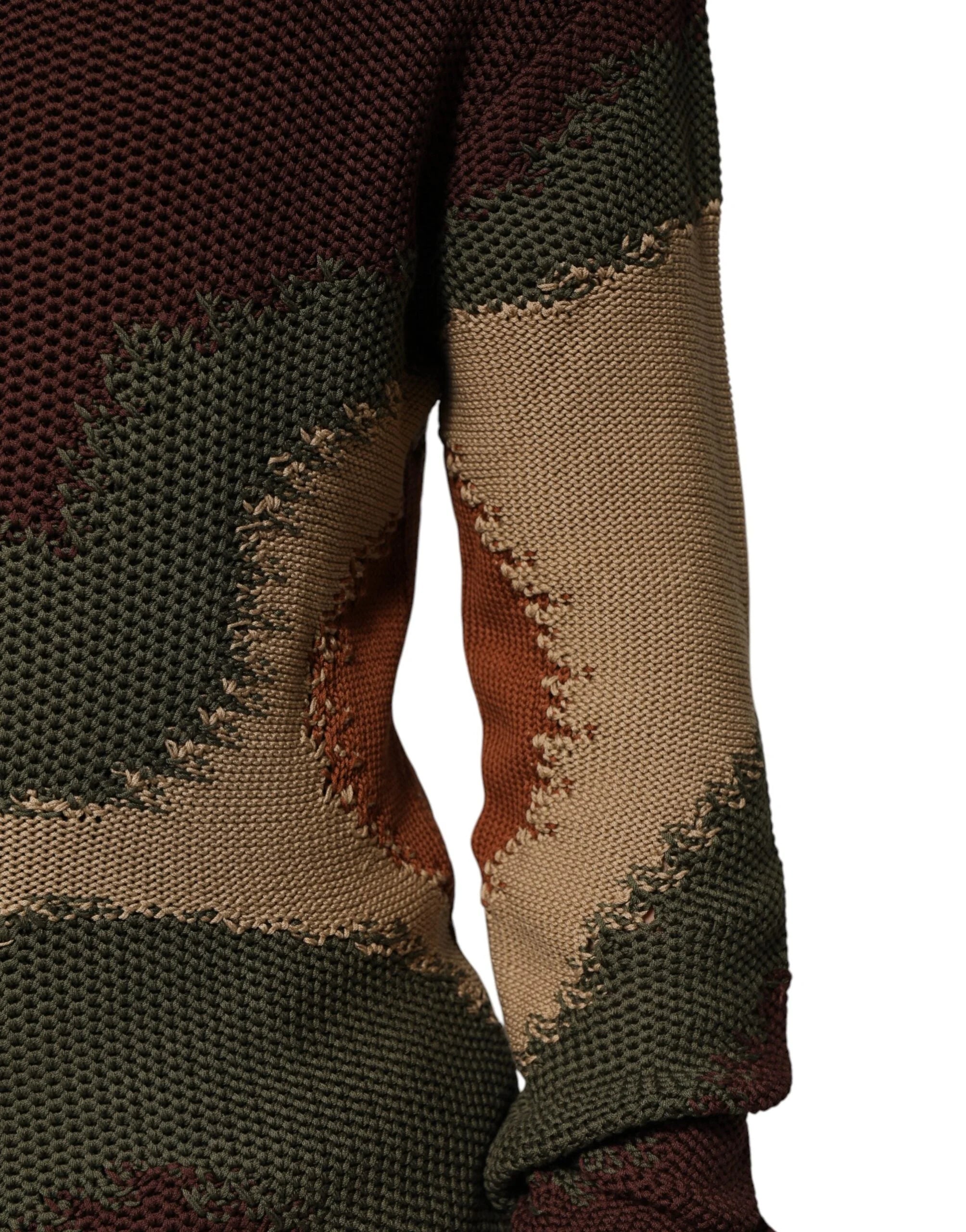 Dolce & Gabbana Multicolor Cotton Abstract Men Pullover Sweater - Sweaters