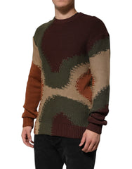 Dolce & Gabbana Multicolor Cotton Abstract Men Pullover Sweater - Sweaters