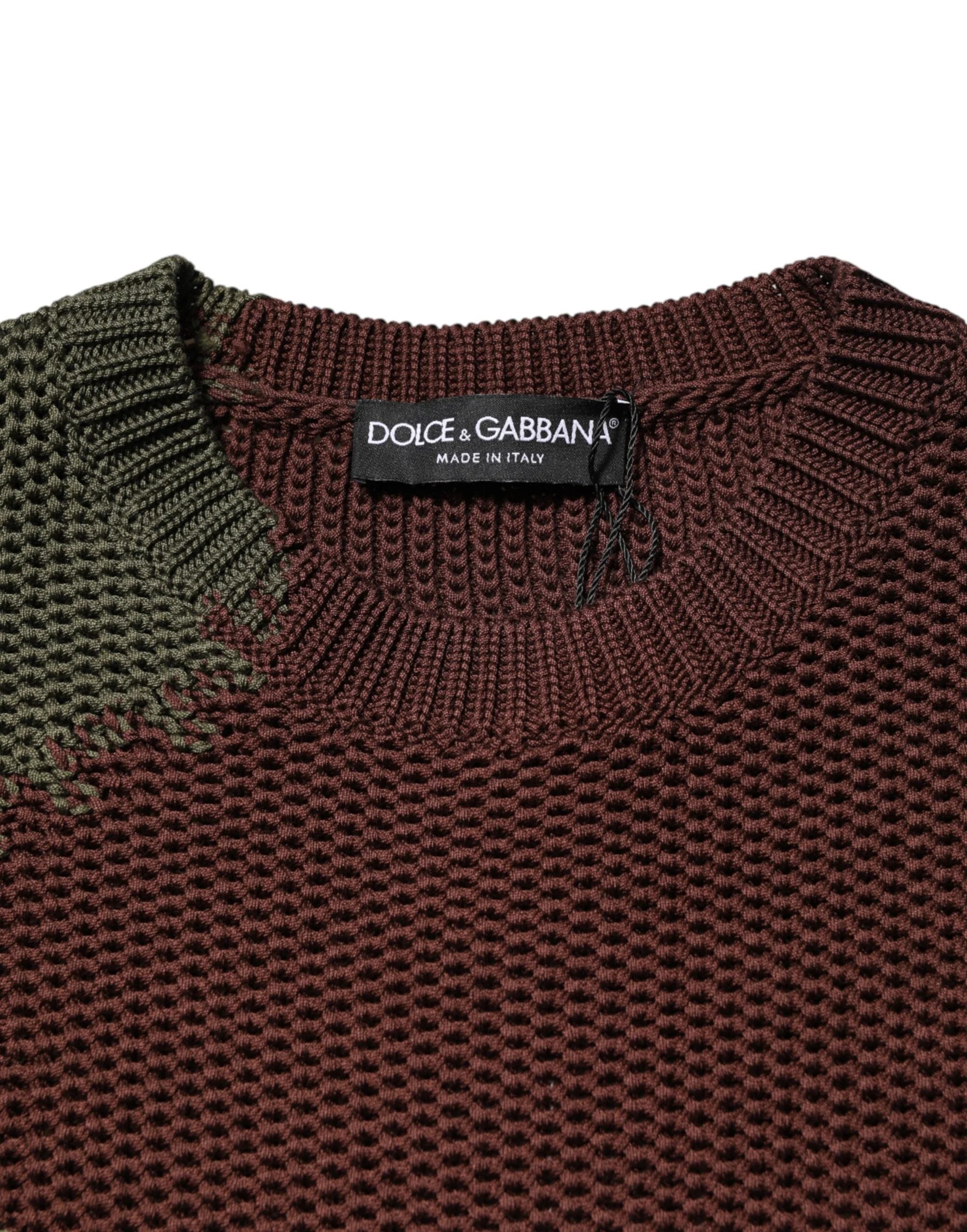 Dolce & Gabbana Multicolor Cotton Abstract Men Pullover Sweater - XL