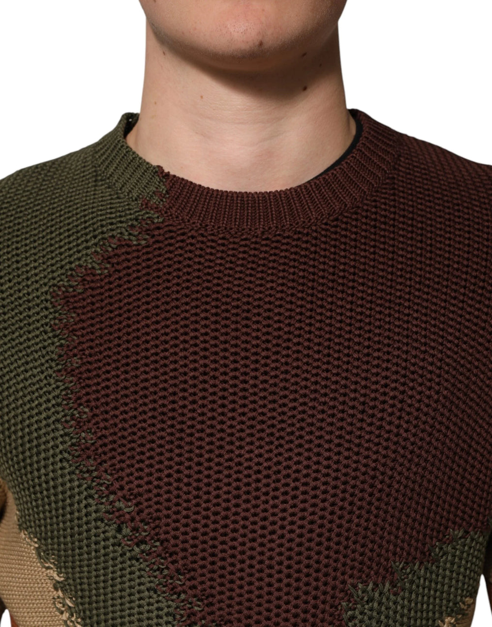 Dolce & Gabbana Multicolor Cotton Abstract Men Pullover Sweater - XL