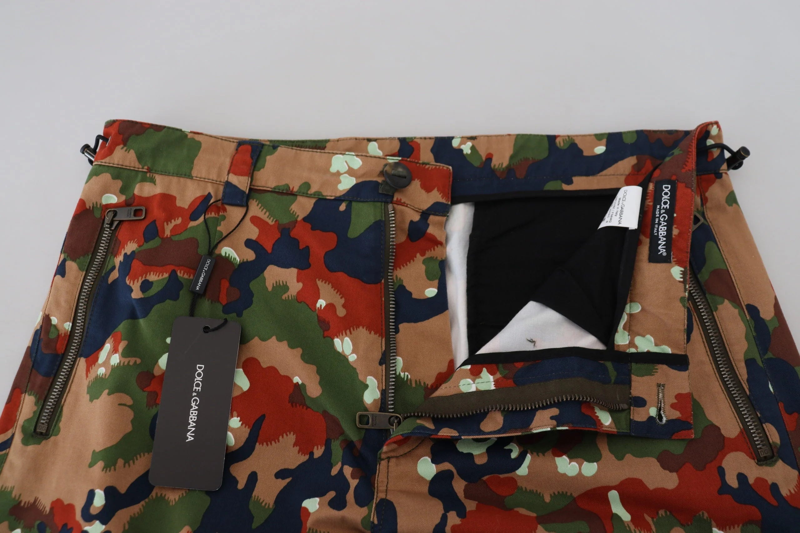 Dolce & Gabbana Multicolor Cotton Camouflaged Cargo Shorts - IT48 | M - Cargo Shorts