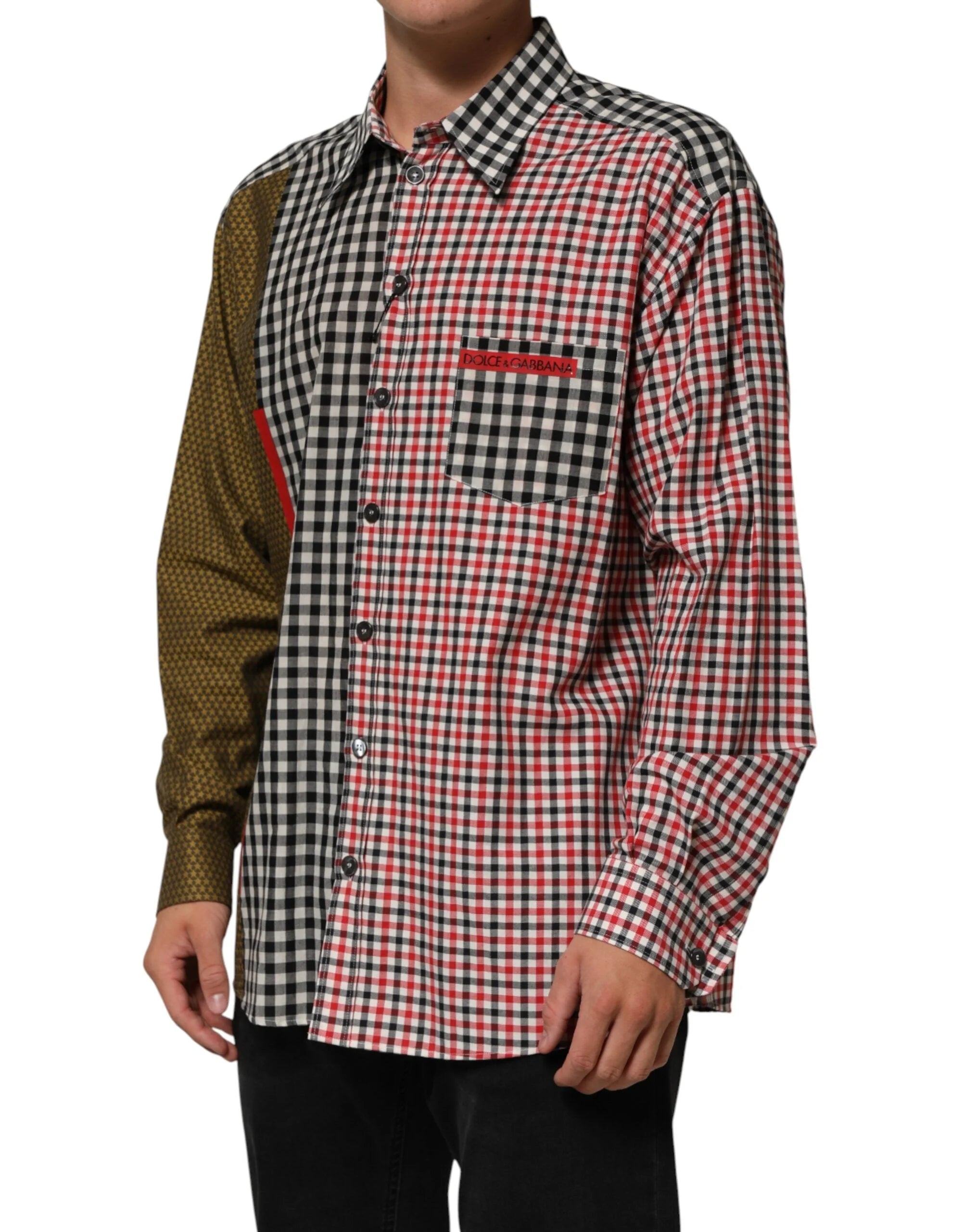 Dolce & Gabbana Multicolor Cotton Collared Checkered Shirt