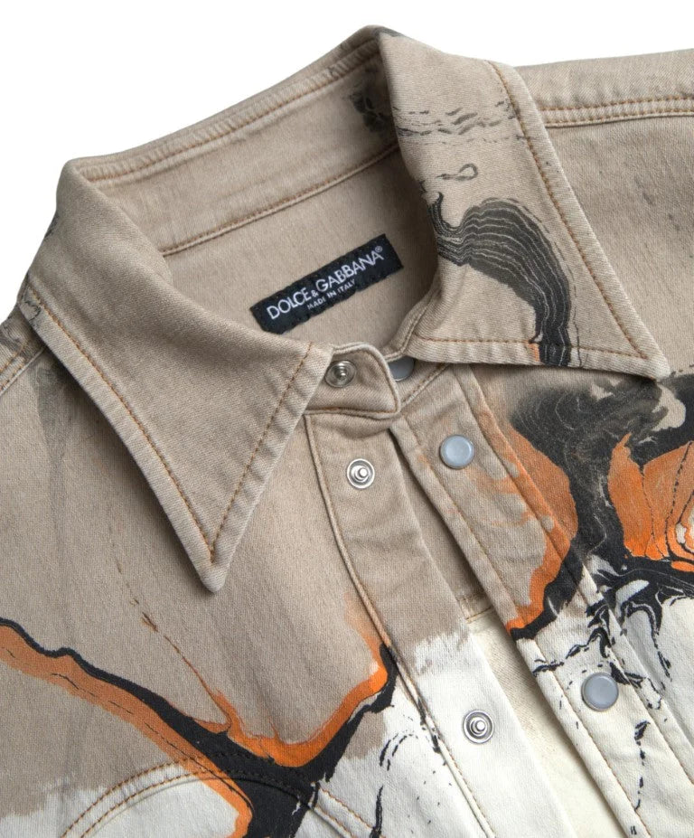 Dolce & Gabbana Multicolor Cotton Collared Denim Shirt - IT40 | M - Shirts