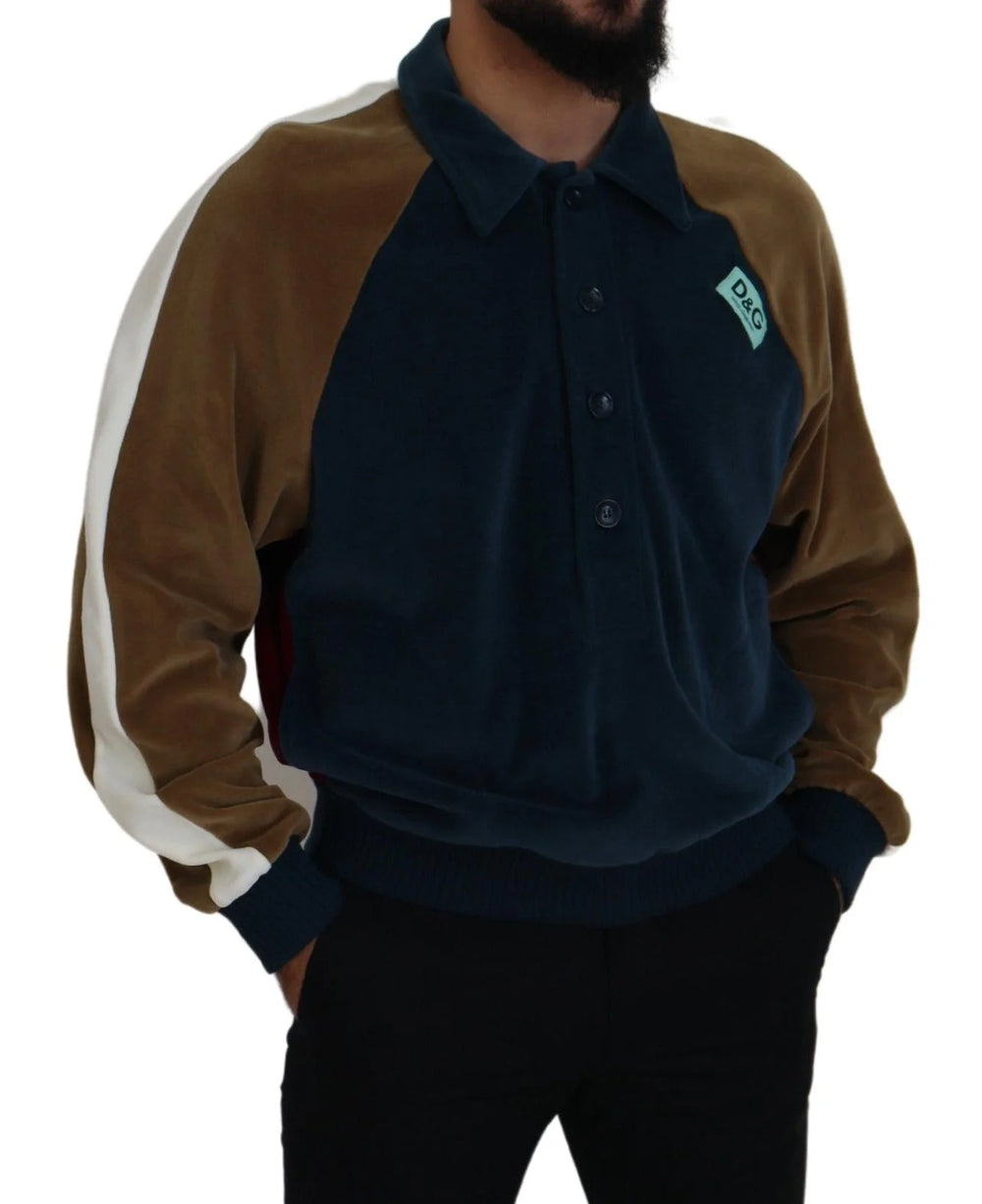 Dolce & Gabbana Multicolor Cotton Collared Pullover Sweater - IT48 | M - Sweaters