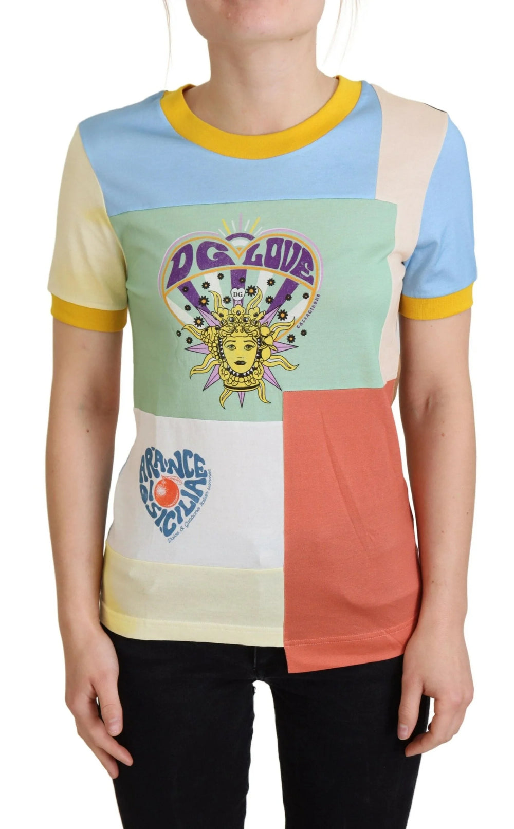 Dolce & Gabbana Multicolor Cotton DG Love Patchwork - T-Shirts