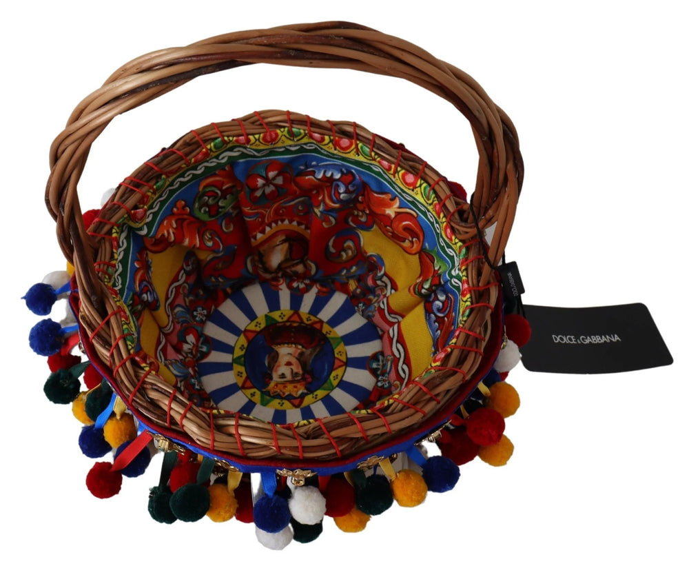 Dolce & Gabbana Multicolor Cotton Embellished Agnese Basket Tote Bag - Shopper Bags