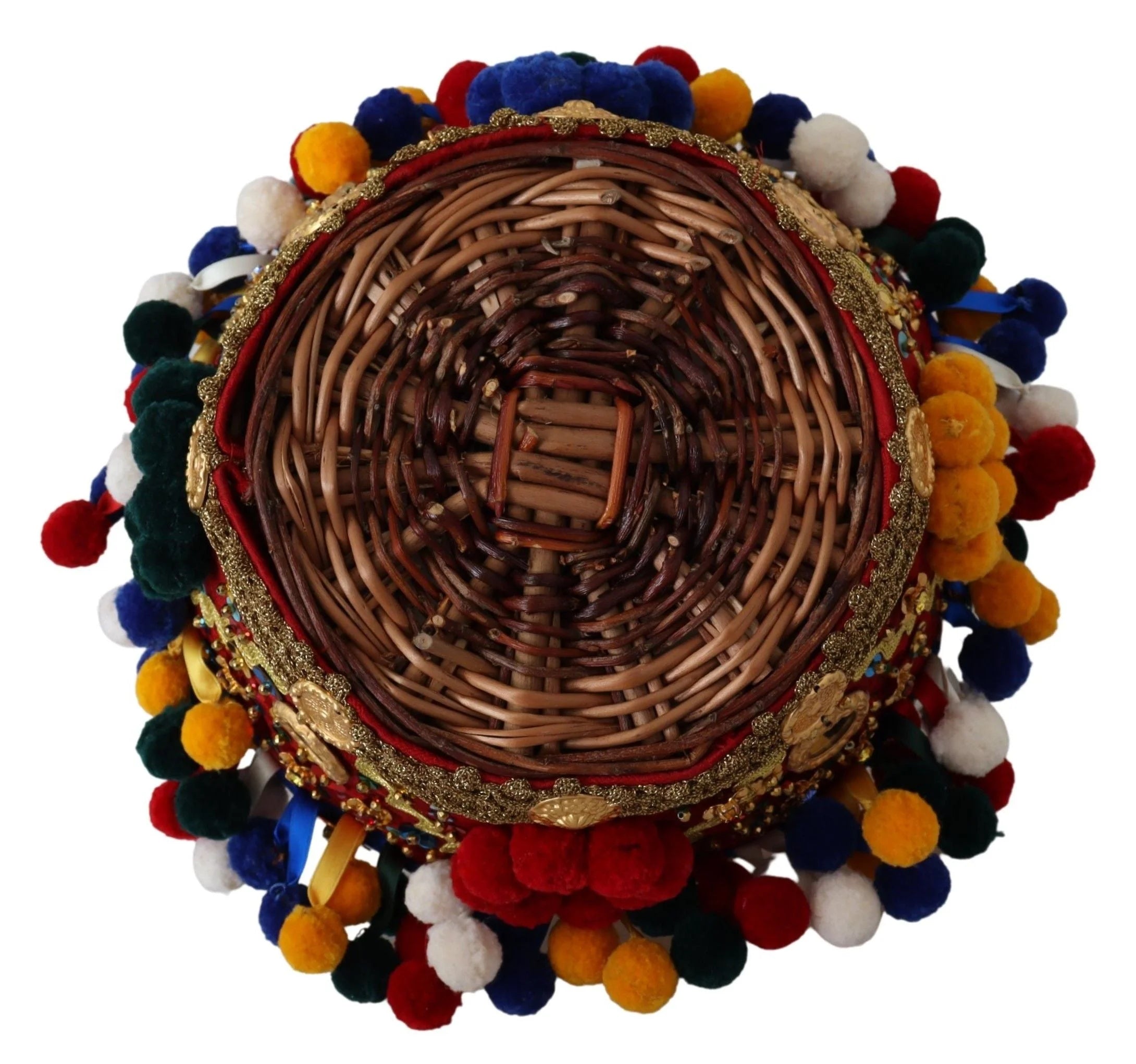 Dolce & Gabbana Multicolor Cotton Embellished Agnese Basket Tote Bag - Shopper Bags