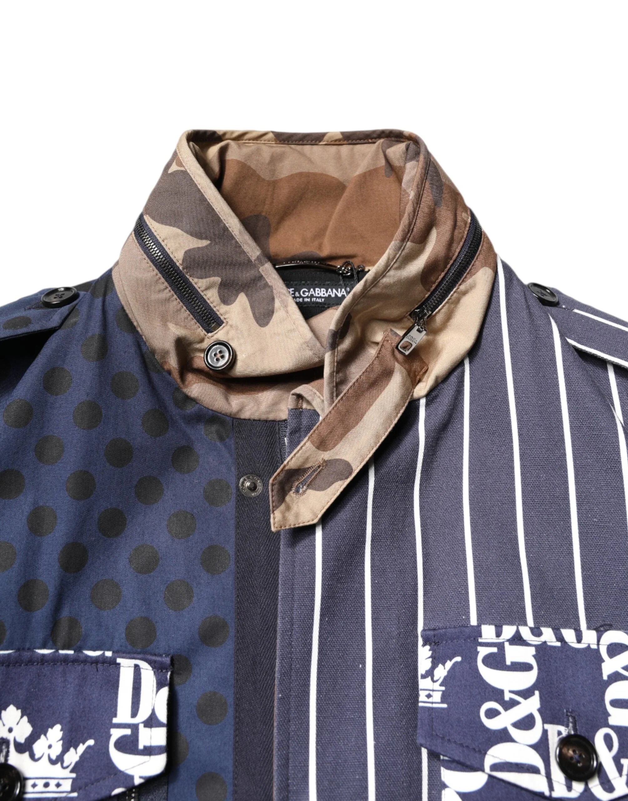 Dolce & Gabbana Multicolor Cotton Logo Patchwork Coat Jacket - IT50 | L - Sport Jackets