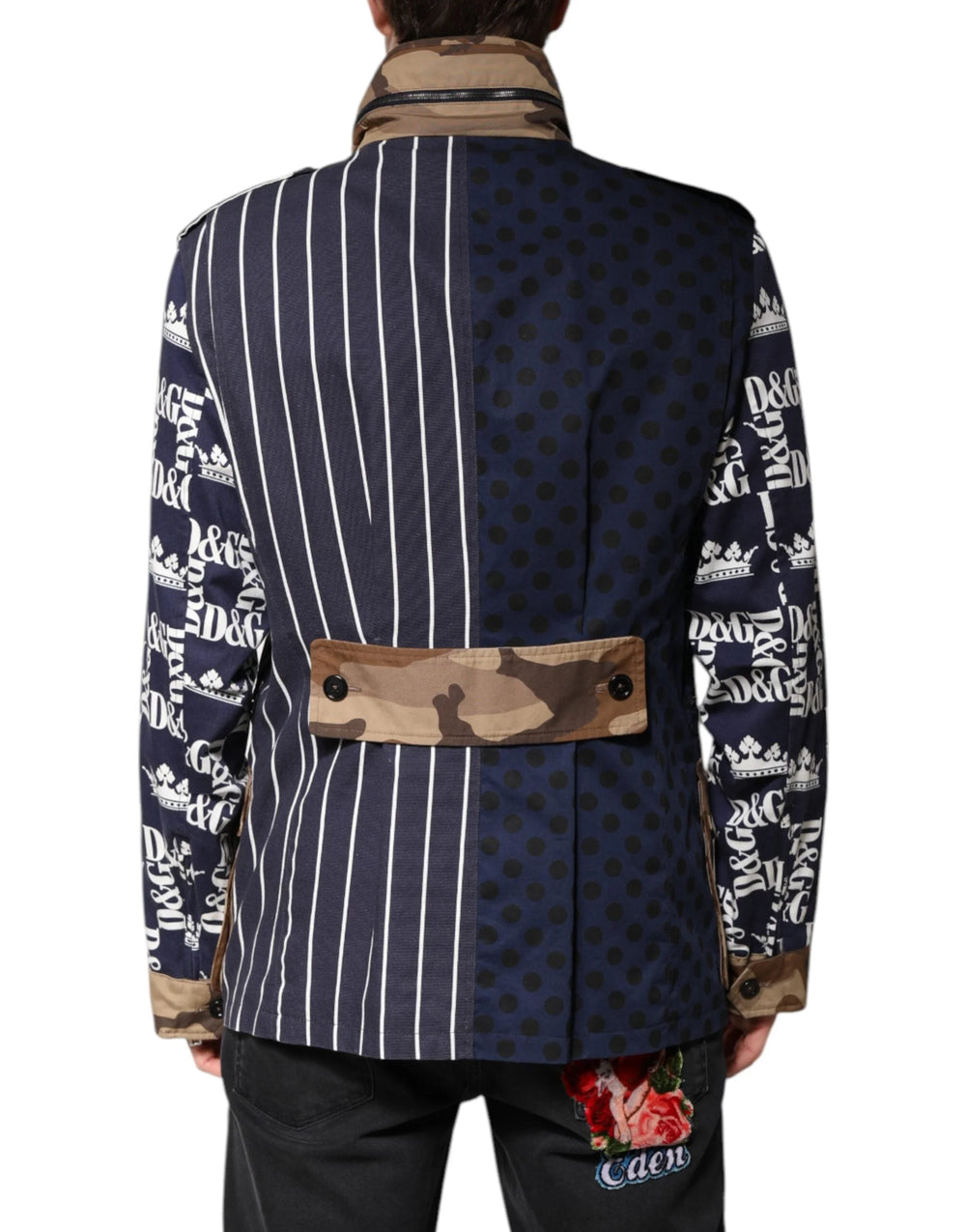 Dolce & Gabbana Multicolor Cotton Logo Patchwork Coat Jacket - IT50 | L - Sport Jackets