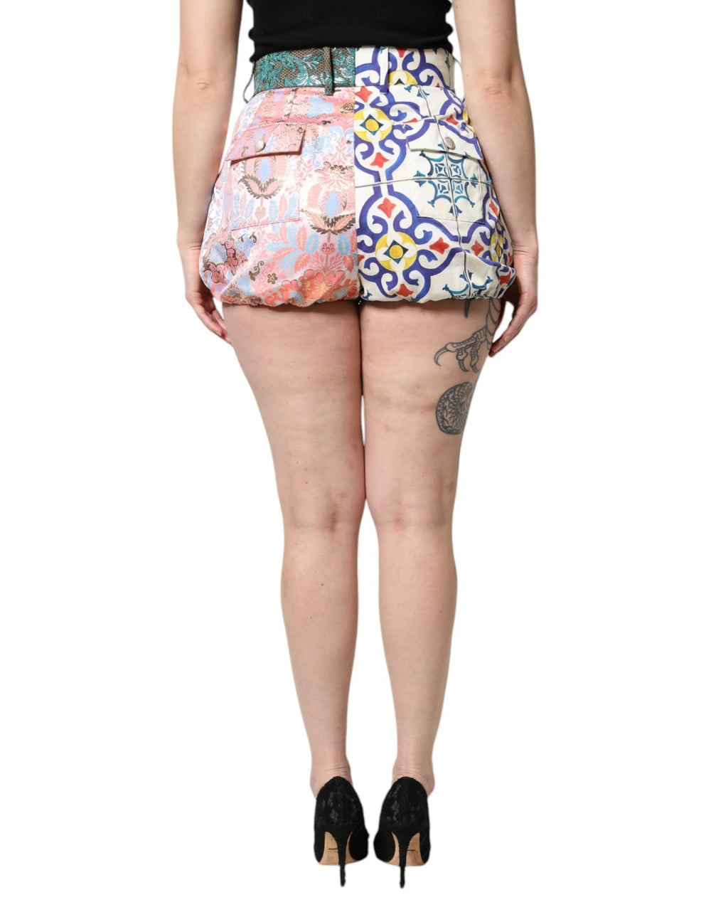 Dolce & Gabbana Multicolor Cotton Patchwork Hot Pants Shorts - IT44 | L - Short Trousers