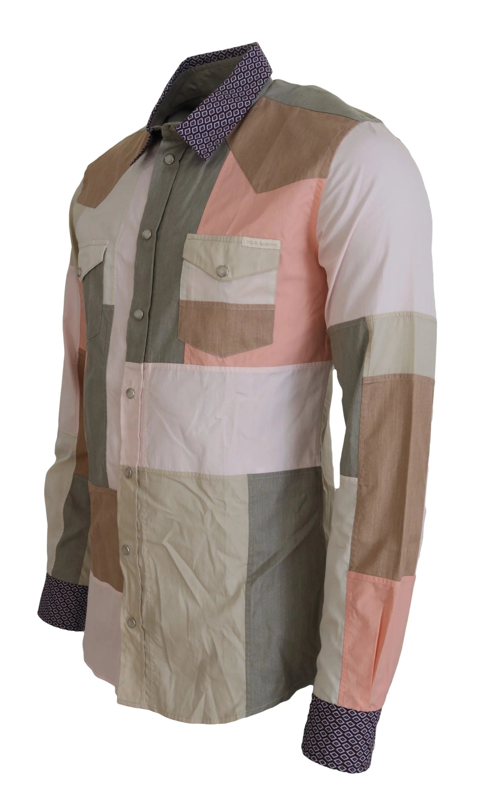 Dolce & Gabbana Multicolor Cotton Patchwork Slim Shirt - IT37 | XS - Shirts