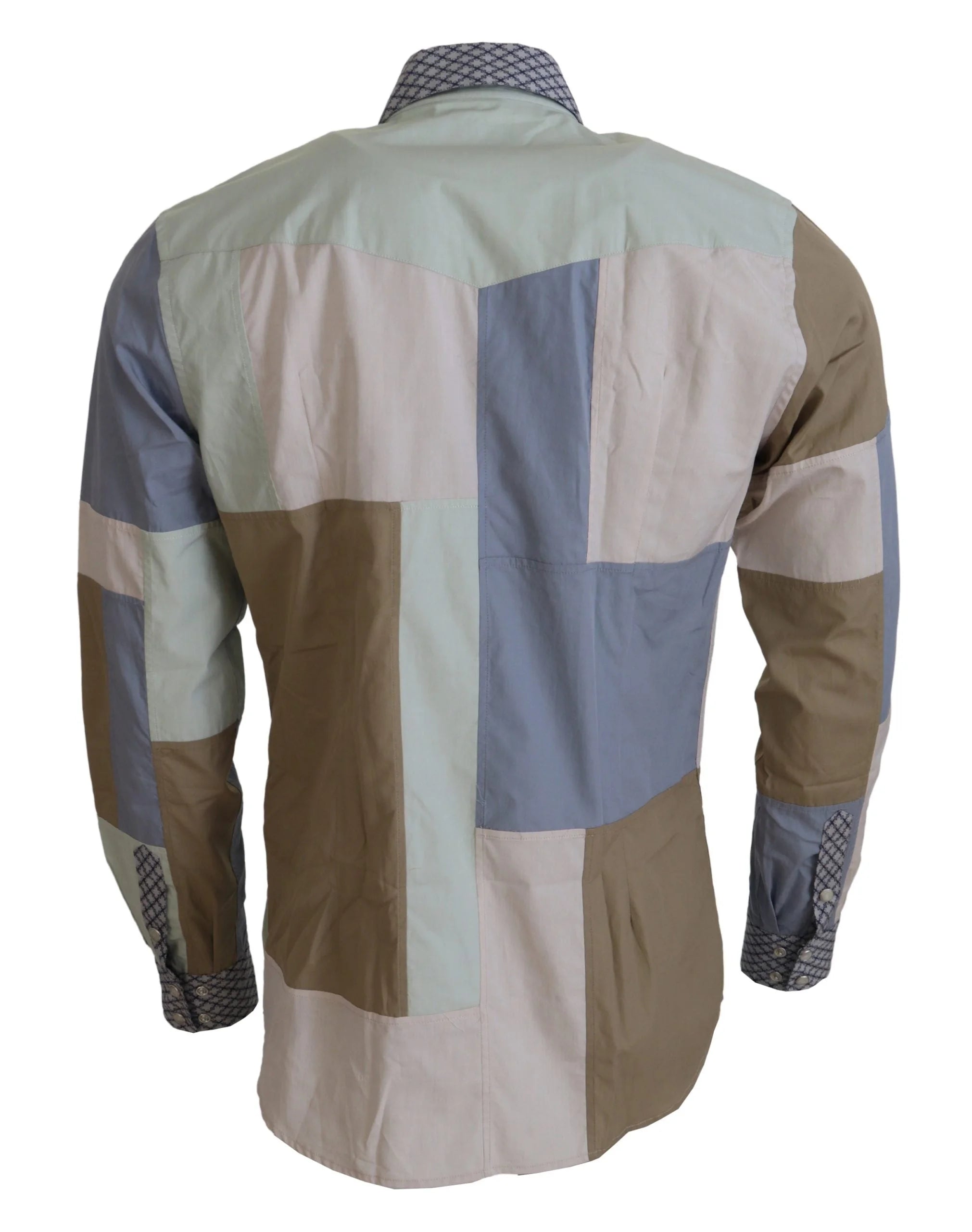 Dolce & Gabbana Multicolor Cotton Patchwork Slim Shirt - Shirts