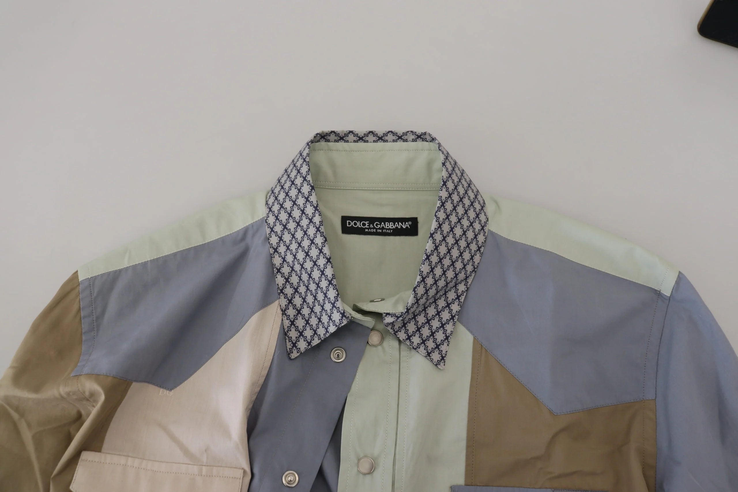 Dolce & Gabbana Multicolor Cotton Patchwork Slim Shirt - Shirts