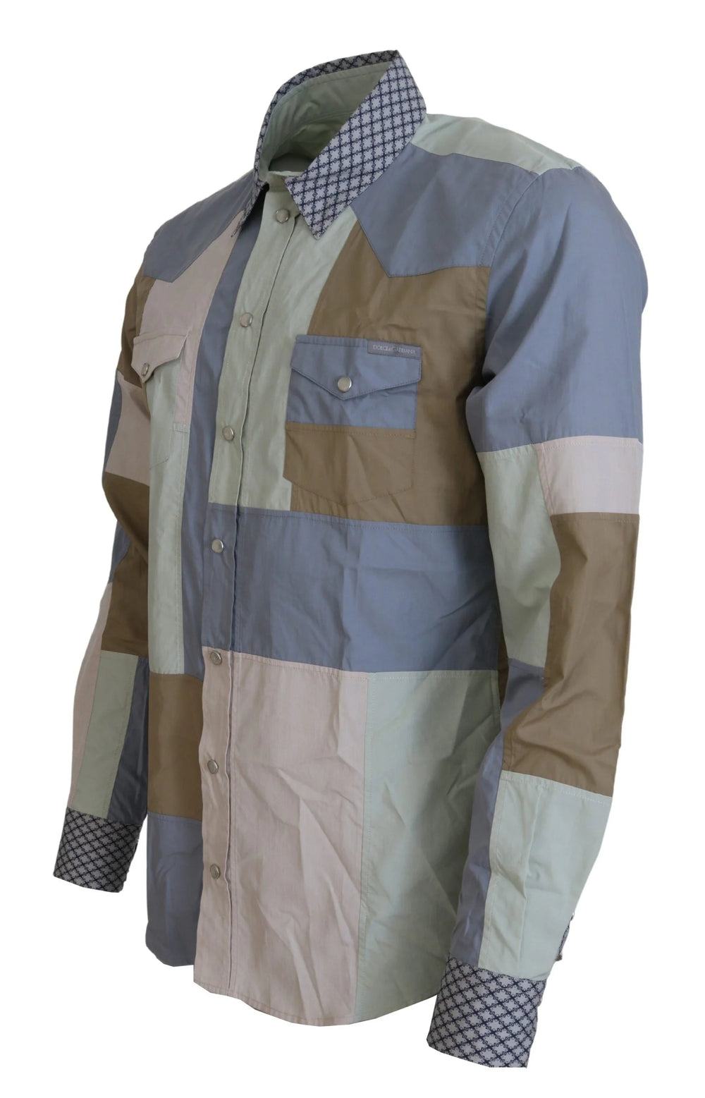 Dolce & Gabbana Multicolor Cotton Patchwork Slim Shirt - Shirts