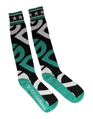 Dolce & Gabbana Multicolor Cotton Stretch Over Calf Socks - M - Crew Socks