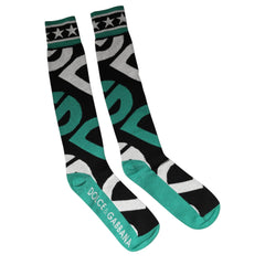 Dolce & Gabbana Multicolor Cotton Stretch Over Calf Socks - M - Crew Socks