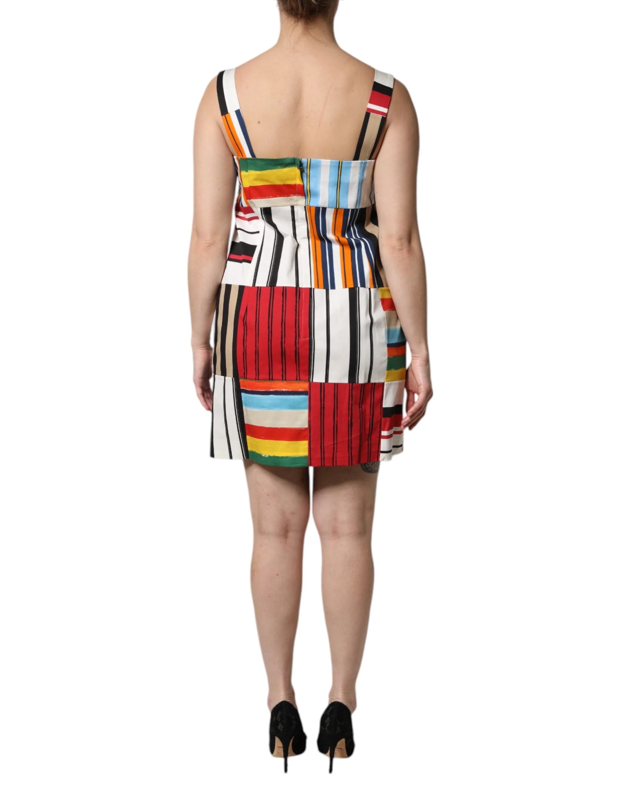 Dolce & Gabbana Multicolor Cotton Stripe Sleeveless Dress - Dresses