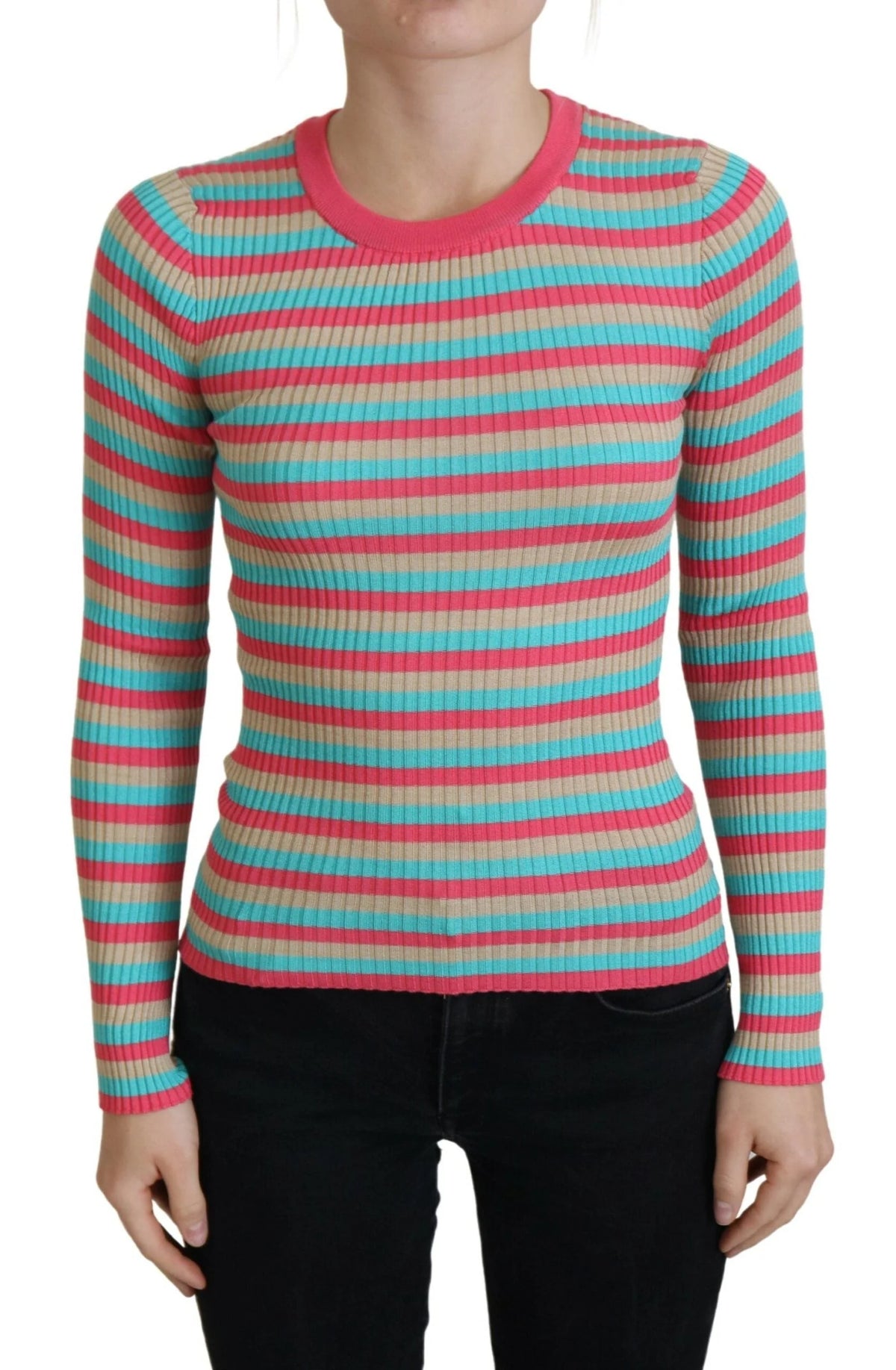 Dolce & Gabbana Multicolor Crewneck Pullover Silk Sweater - IT42|M - Sweaters