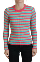 Dolce & Gabbana Multicolor Crewneck Pullover Silk Sweater - IT42|M - Sweaters