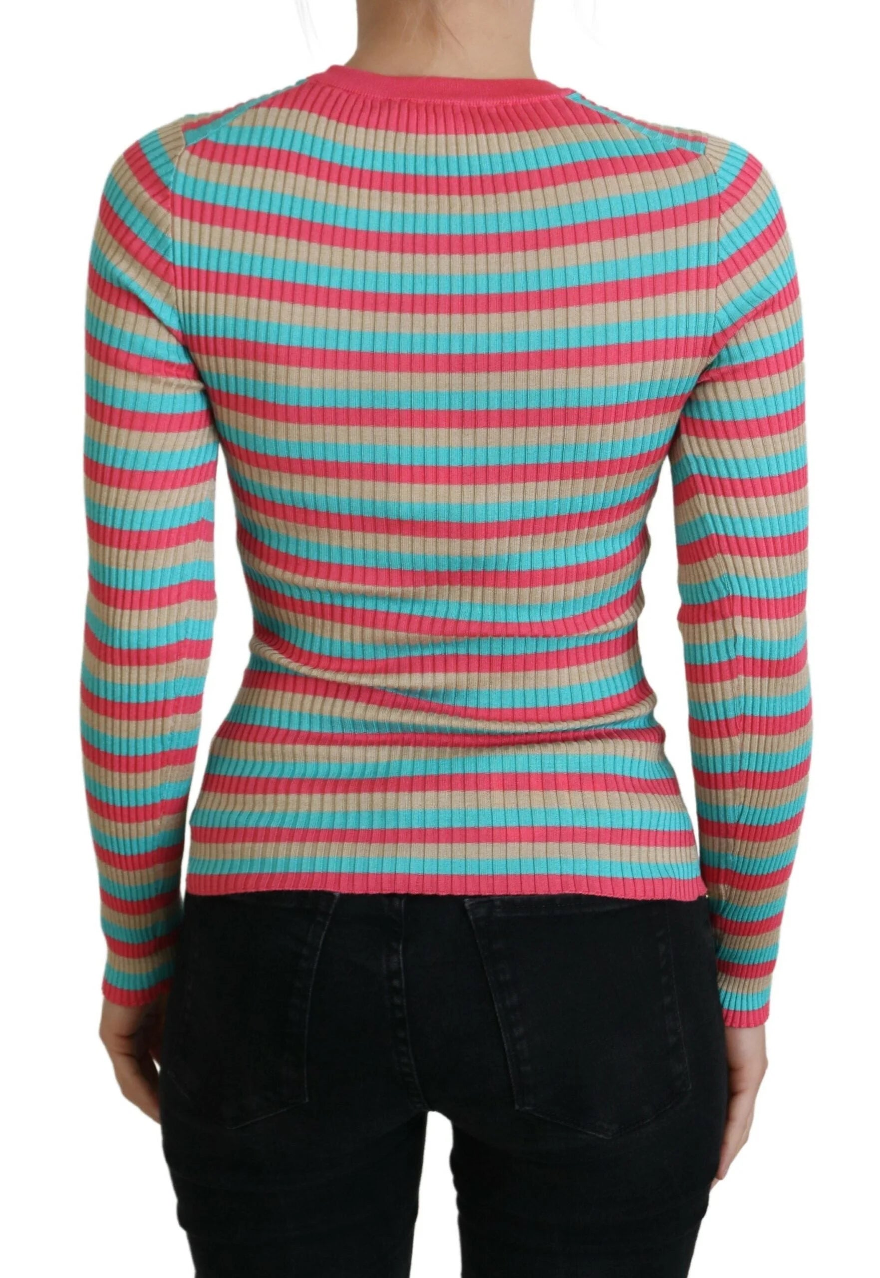 Dolce & Gabbana Multicolor Crewneck Pullover Silk Sweater - IT42|M - Sweaters
