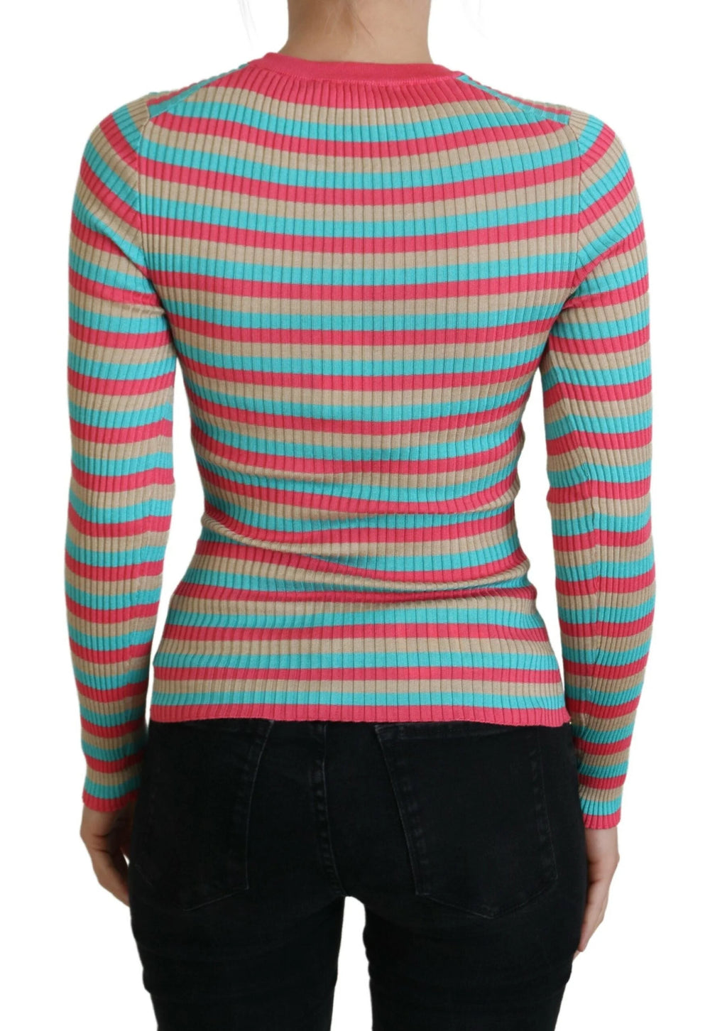 Dolce & Gabbana Multicolor Crewneck Pullover Silk Sweater - IT42|M - Sweaters