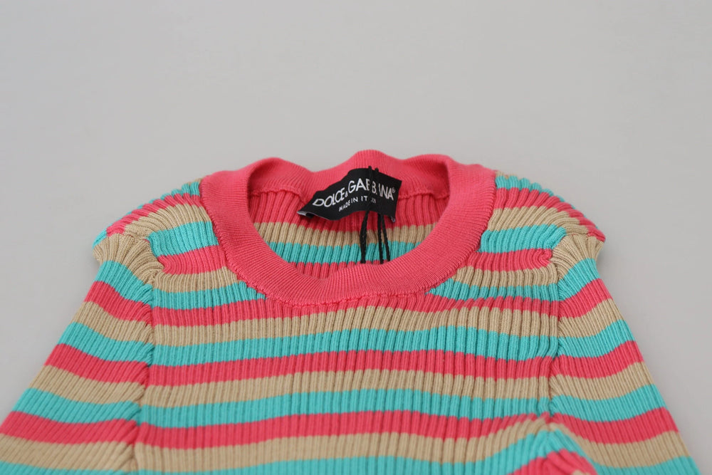 Dolce & Gabbana Multicolor Crewneck Pullover Silk Sweater - IT42|M - Sweaters