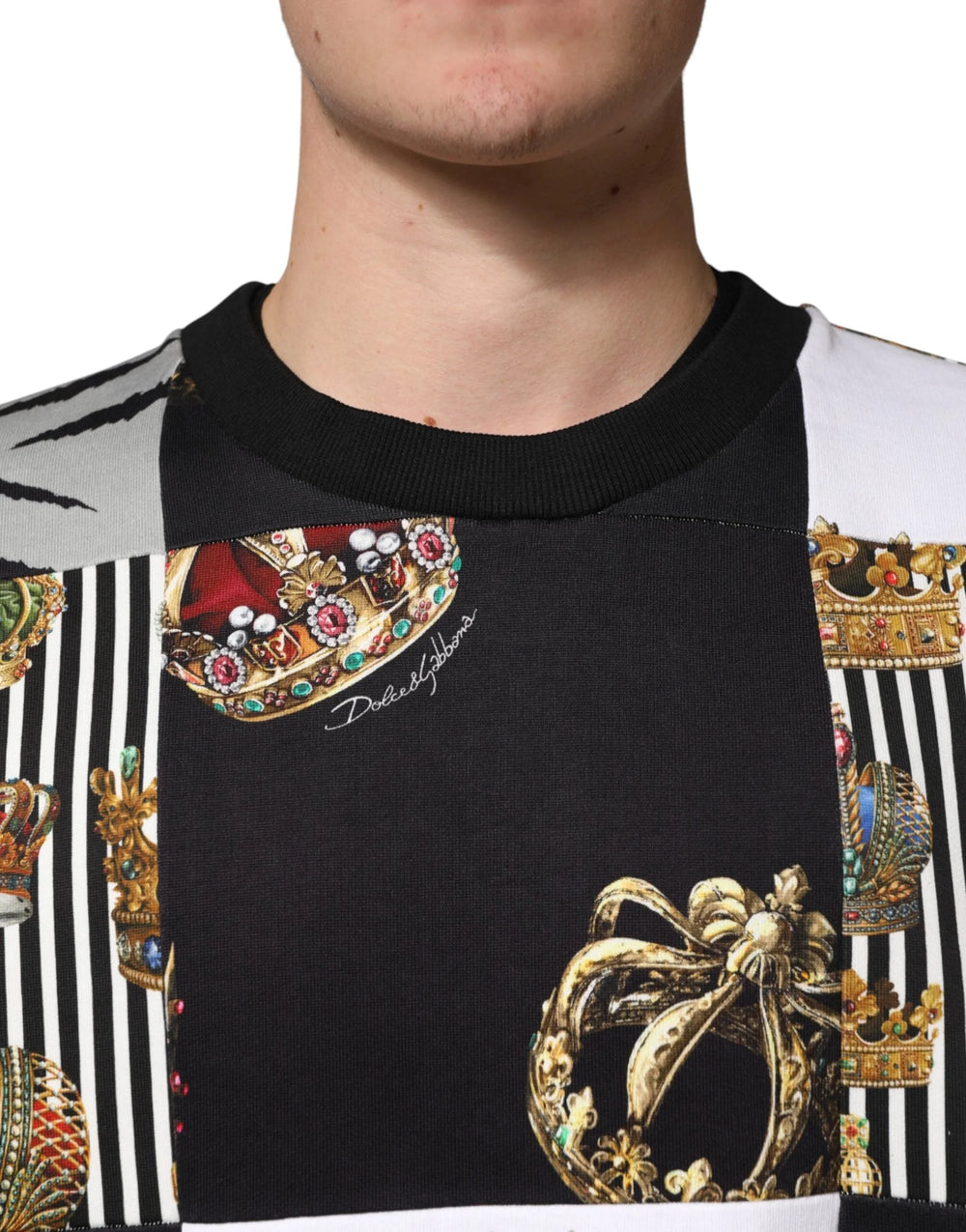 Dolce & Gabbana Multicolor Crown Print Sweatshirt Sweater - IT56 | XXL