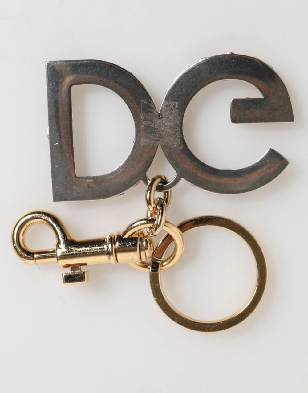 Dolce & Gabbana Multicolor Crystal DG Logo Gold Keychain Charm Keyring - Keychains