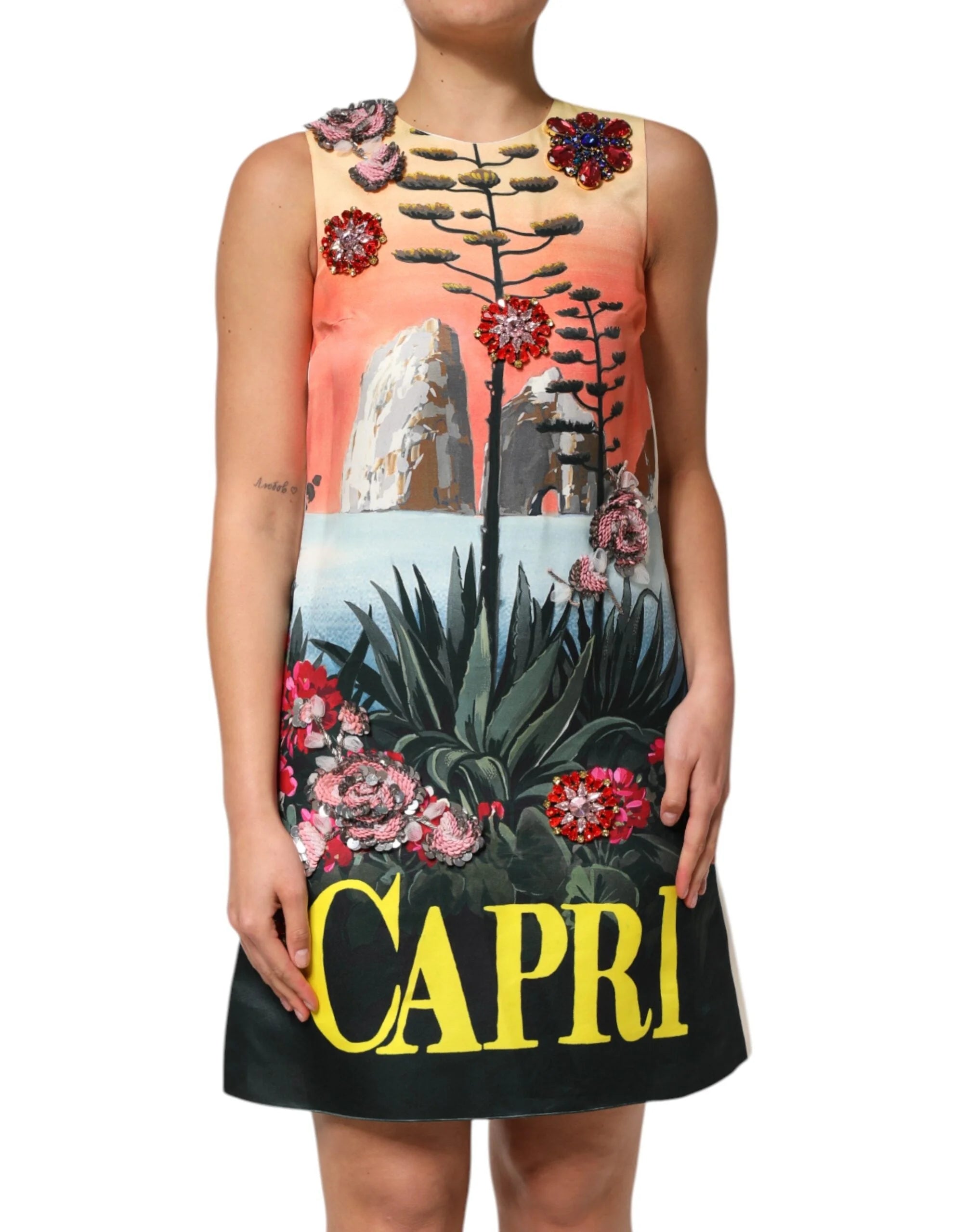 Dolce & Gabbana Multicolor Crystal Embellished A-line Mini Dress - IT38 | XS - Dresses